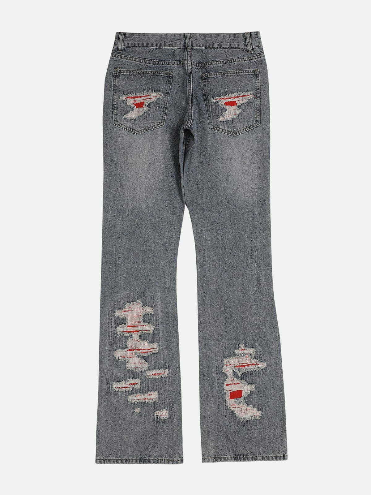 Trendy Raw Edge Hole Jeans for Y2K Fashion, Grunge Aesthetic & Coquette Style Outfits