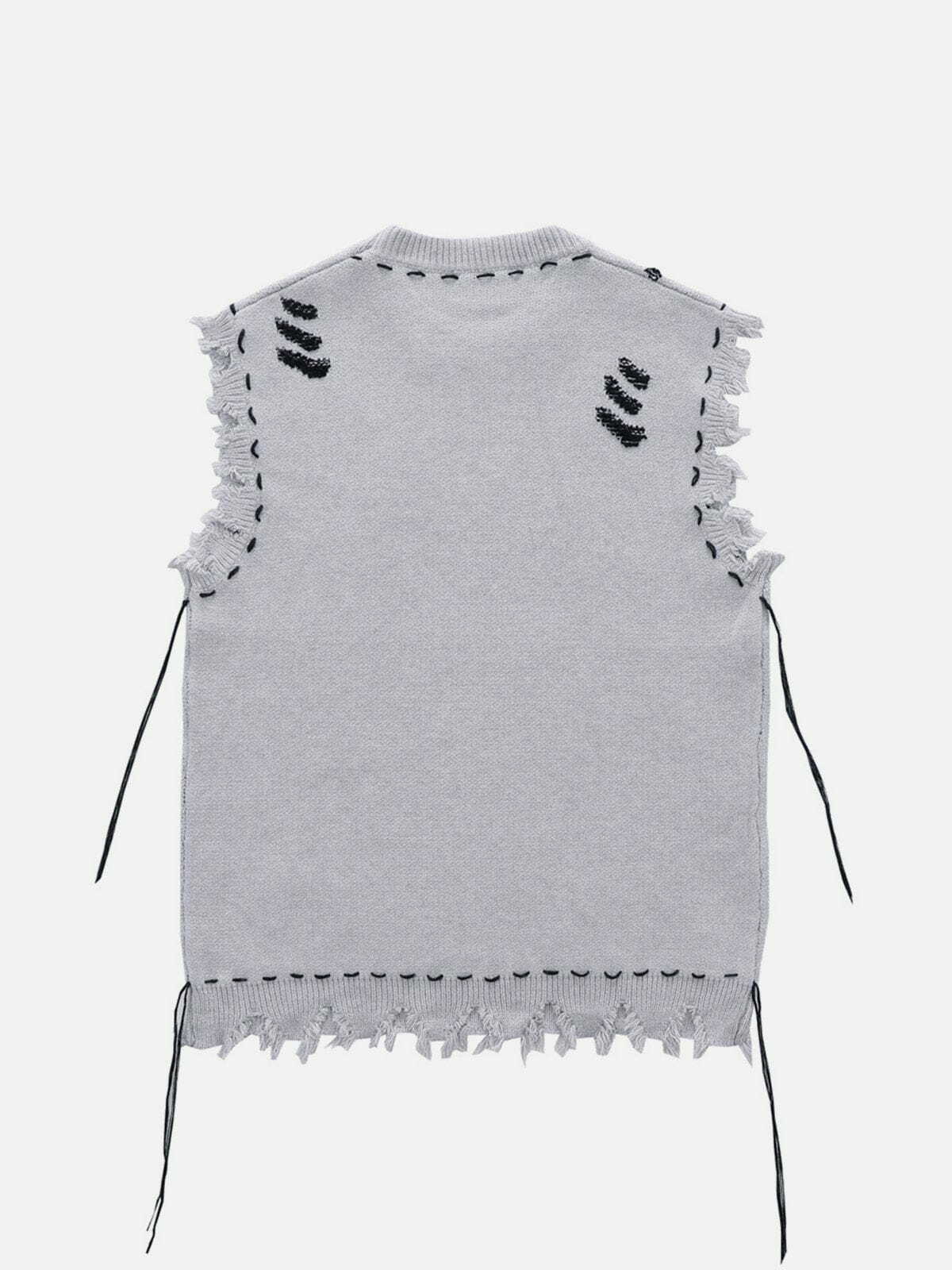 Trendy Raw Edge Sweater Vest - Y2K Fashion, Grunge Aesthetic, Cute Layering Essential