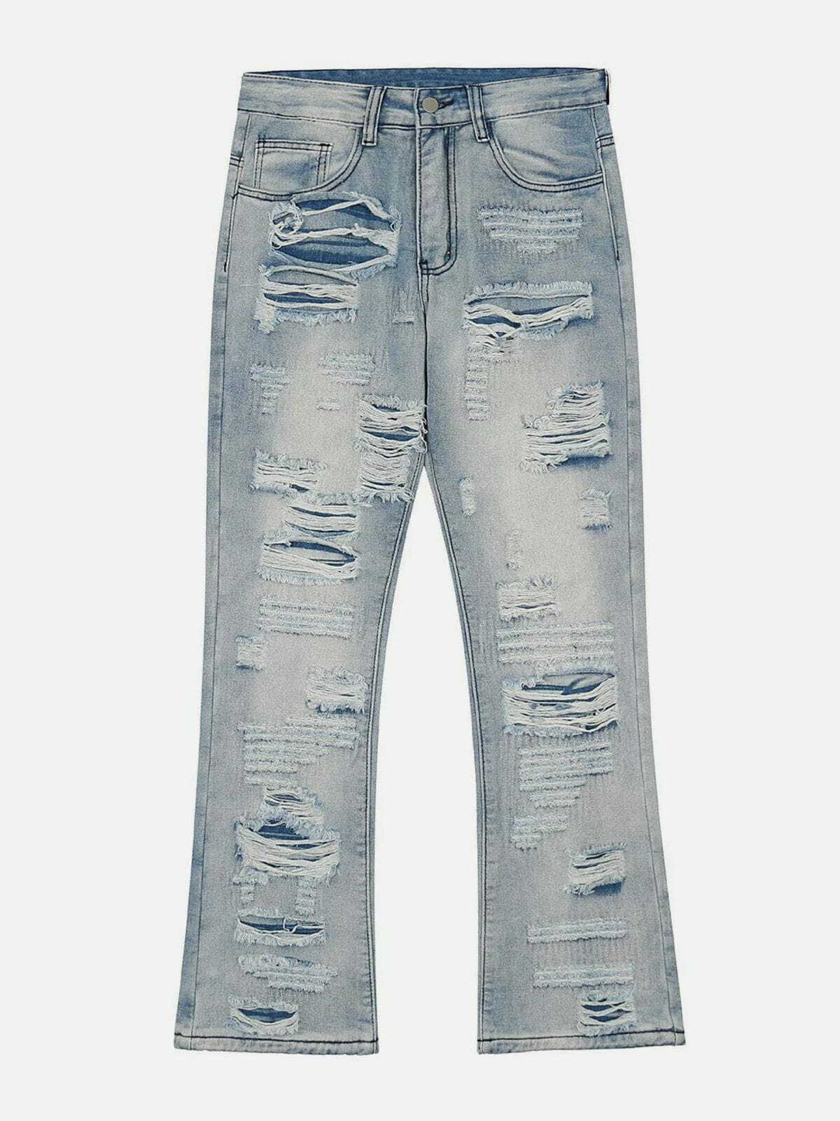 Trendy Ripped Hole Jeans for Y2K Fashion Lovers - Grunge Aesthetic & Comfy Style