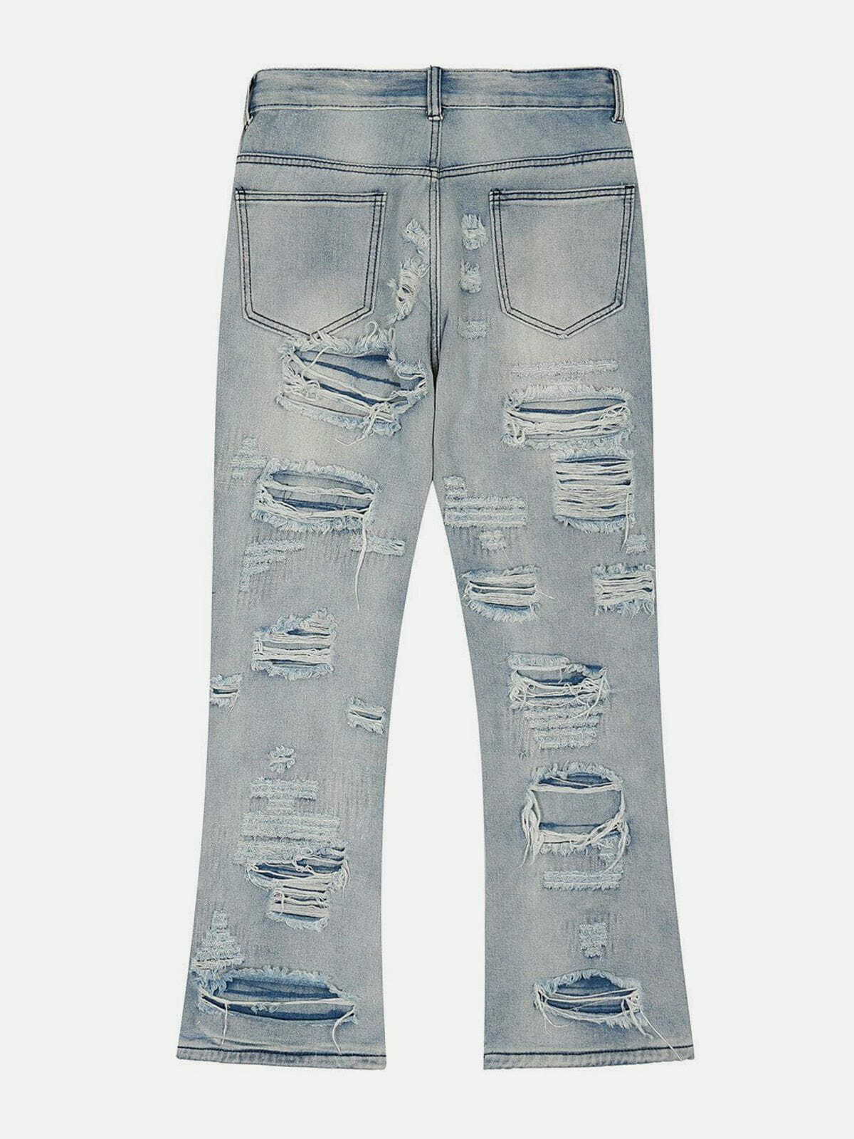 Trendy Ripped Hole Jeans for Y2K Fashion Lovers - Grunge Aesthetic & Comfy Style