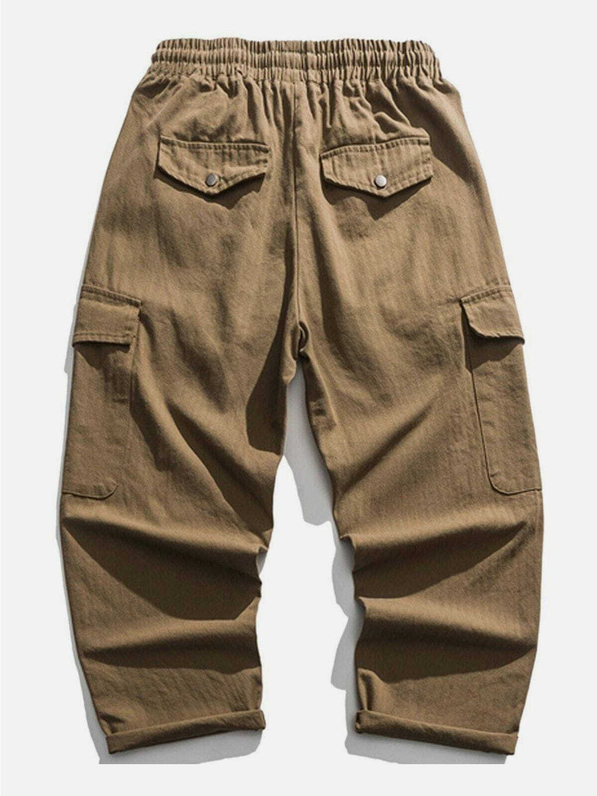 Trendy Solid Color Cargo Pants with Multiple Pockets for Y2K Fashion & Grunge Aesthetic