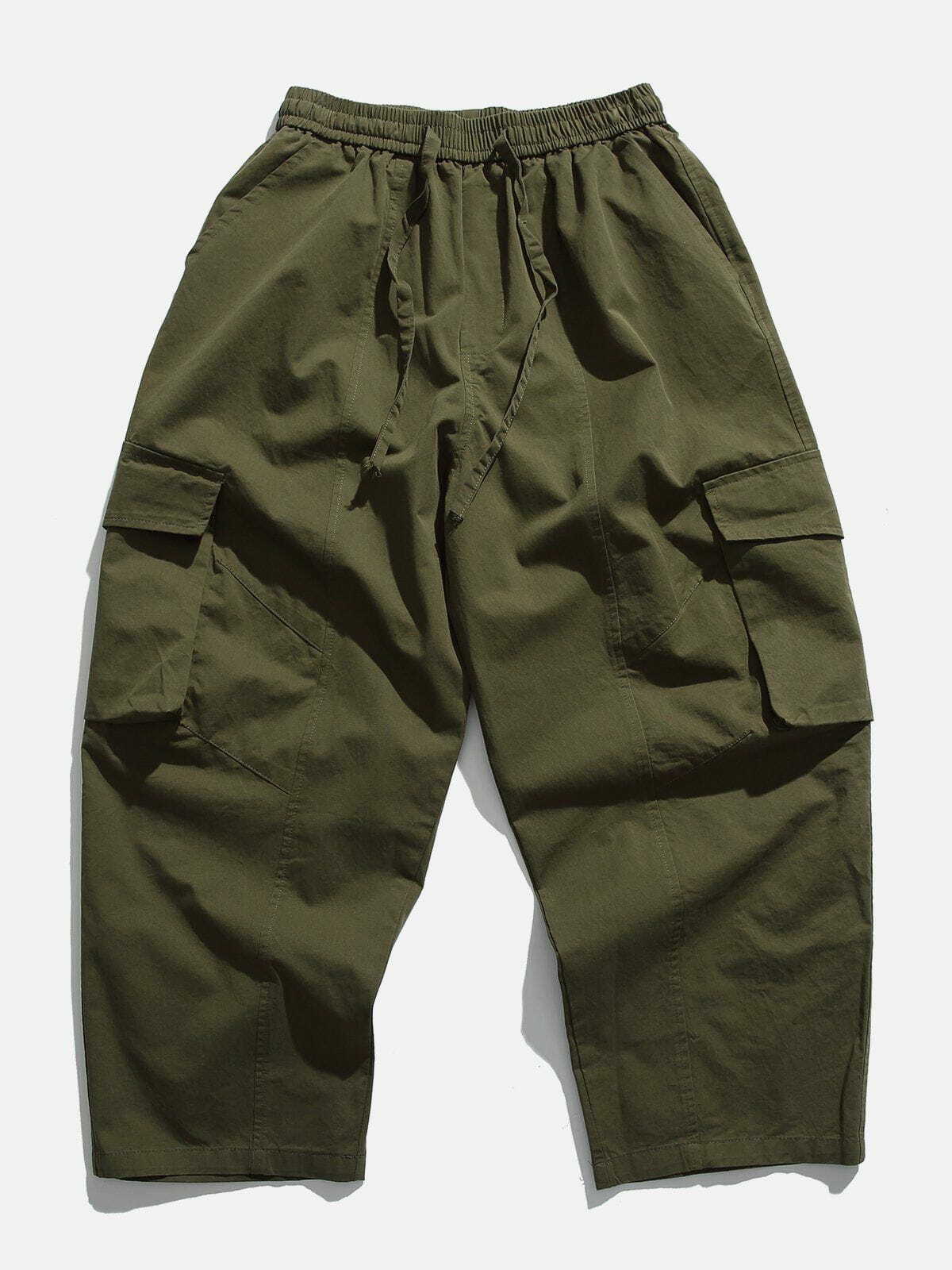 Trendy Solid Color Pocket Cargo Pants for Y2K Fashion, Grunge Aesthetic & Coquette Style