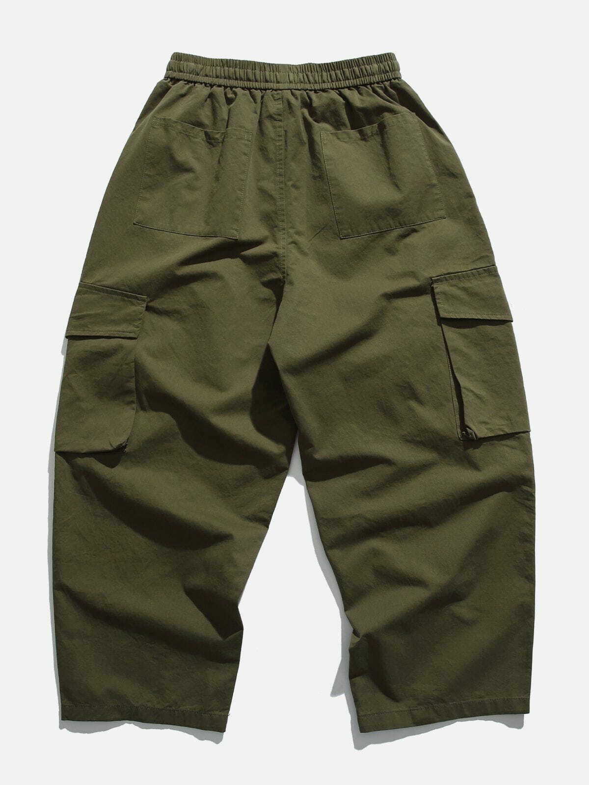 Trendy Solid Color Pocket Cargo Pants for Y2K Fashion, Grunge Aesthetic & Coquette Style