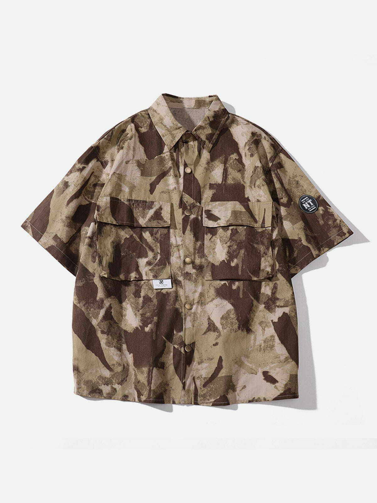 Trendy Y2K Camo Pocket Shirt - Perfect for Grunge Aesthetic & Coquette Style Outfits