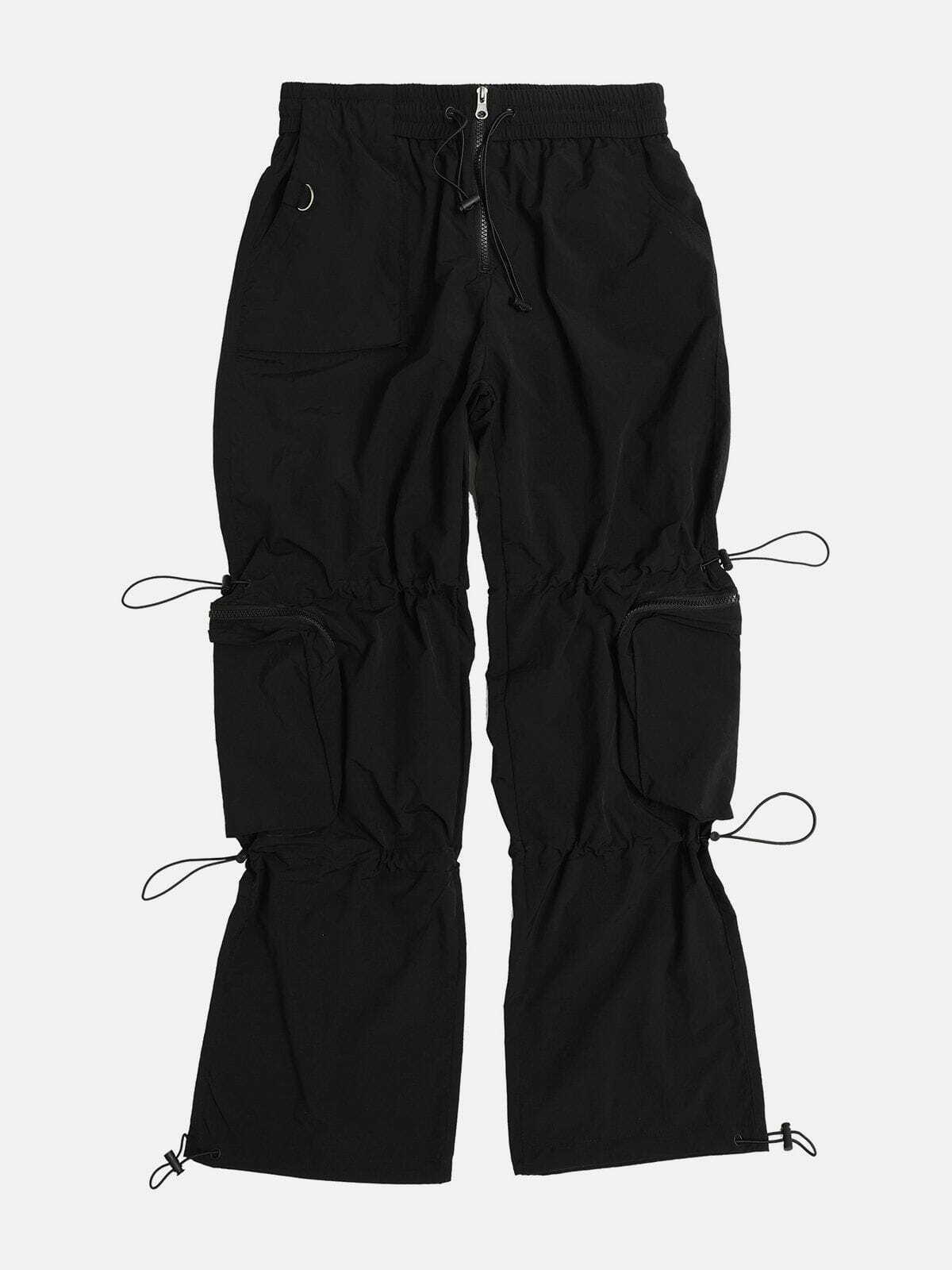 Trendy Y2K Cargo Pants with Drawstring & Multiple Pockets for Coquette & Grunge Aesthetic