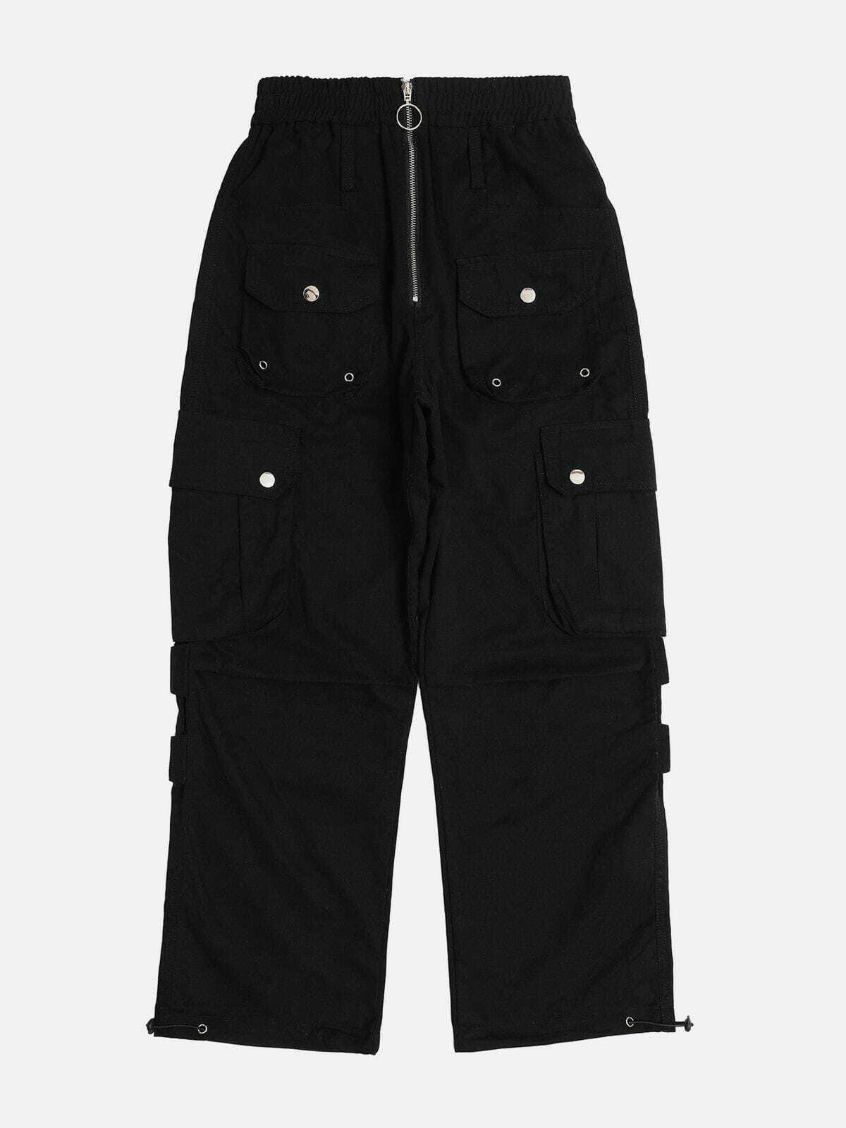 Trendy Y2K Cargo Pants with Velcro Pockets for Grunge Aesthetic & Coquette Style