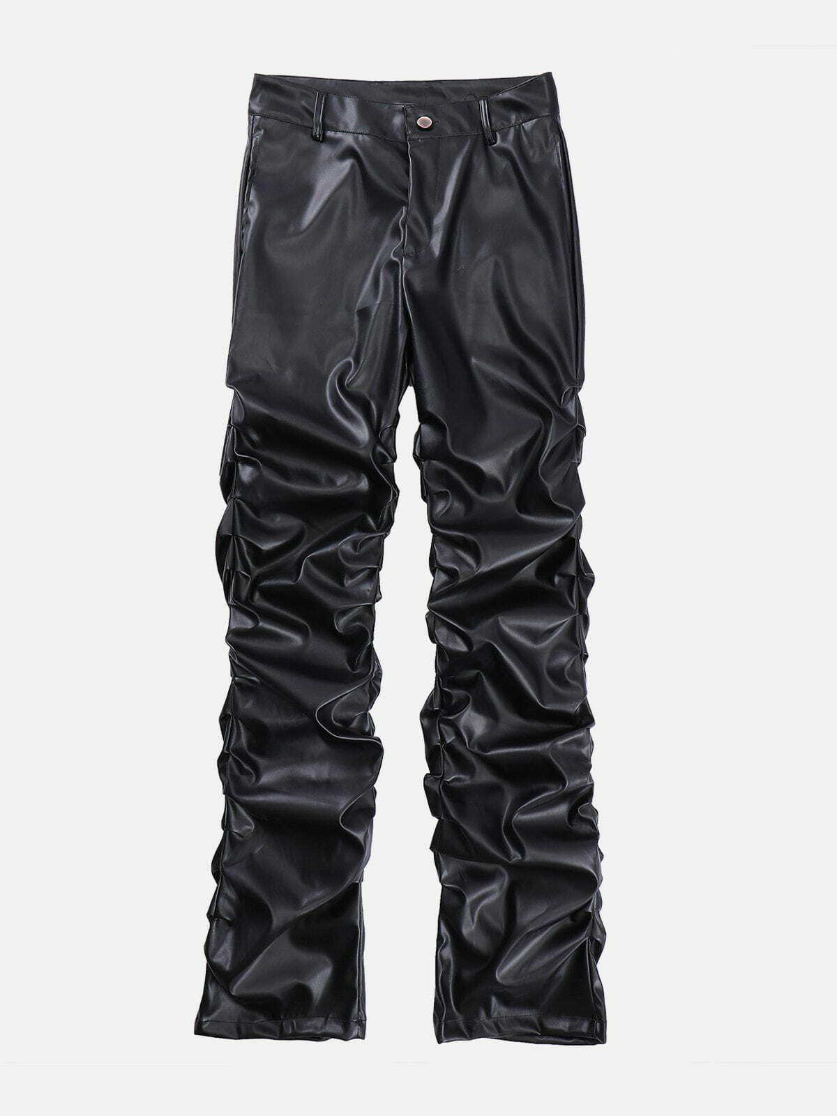 Trendy Y2K Crinkled PU Pants for Grunge Aesthetic & Coquette Style Outfits