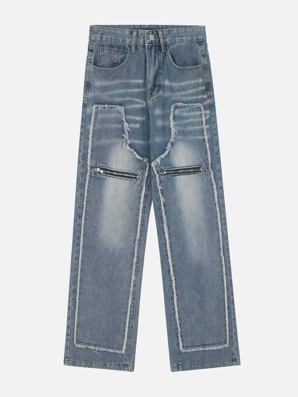 Trendy Y2K Fashion Fake Two Piece Raw Jeans - Grunge Aesthetic & Coquette Style