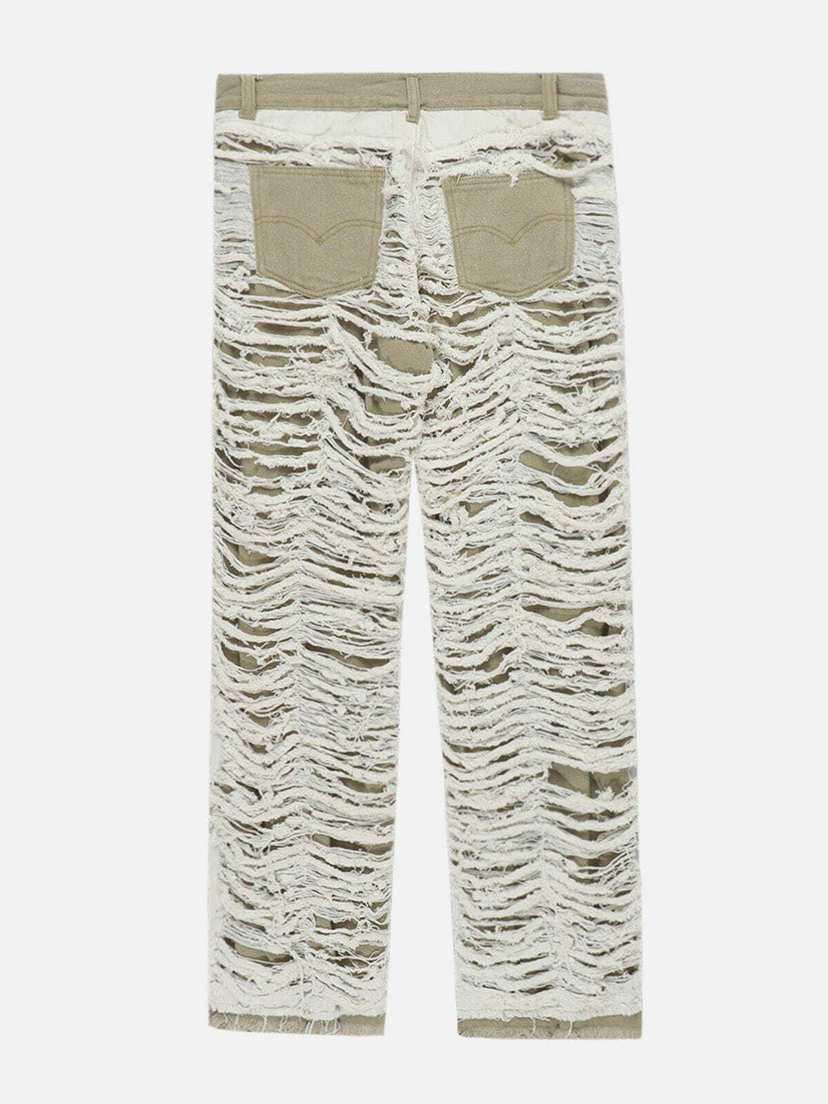 Trendy Y2K Fashion Openwork Broken Hole Jeans for Grunge Aesthetic & Coquette Style