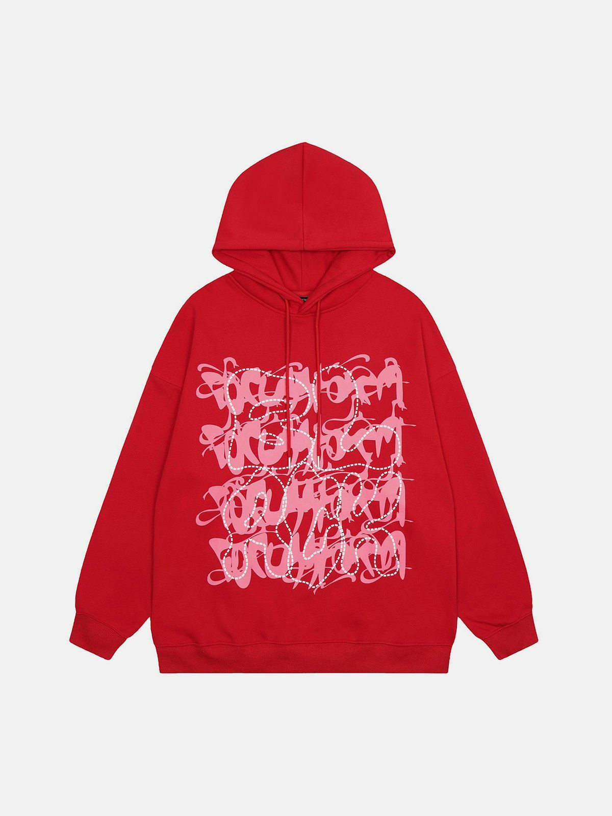 Trendy Y2K Graffiti Letter Print Hoodie - Comfy Aesthetic for Grunge & Coquette Styles