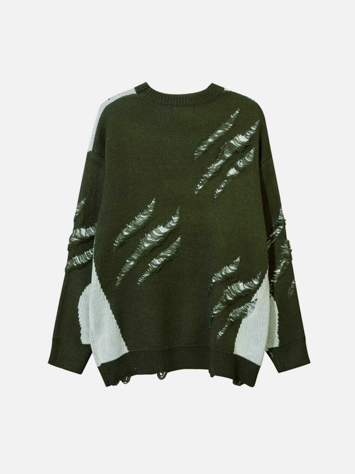 Trendy Y2K Grunge Aesthetic Sweater with Irregular Holes - Comfy Cute Top for Fall