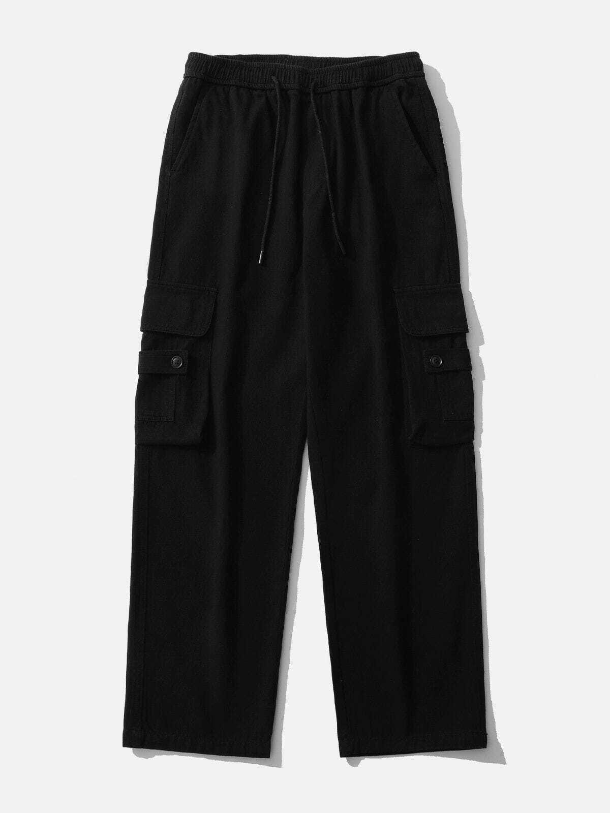 Trendy Y2K Multi-Pocket Drawstring Cargo Pants for Grunge and Coquette Aesthetic Lovers