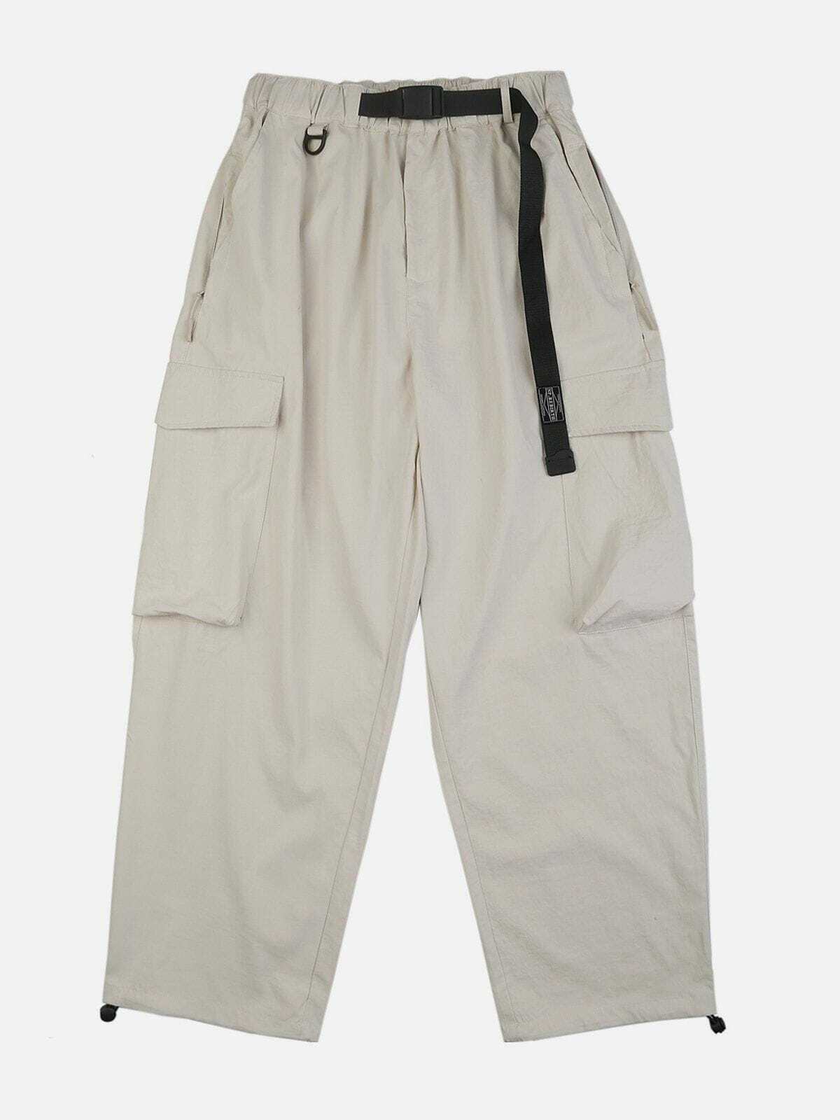 Trendy Y2K Multi-Pocket Webbing Cargo Pants for Grunge Aesthetic & Coquette Style