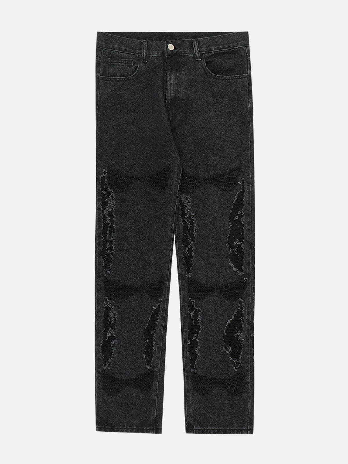 Trendy Y2K Patchwork Jeans for Grunge Aesthetic & Coquette Style - Vintage Vibes