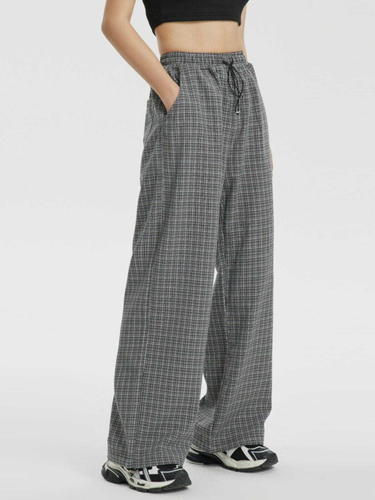 Trendy Y2K Plaid Casual Pants for Coquette Aesthetic & Grunge Style Outfits