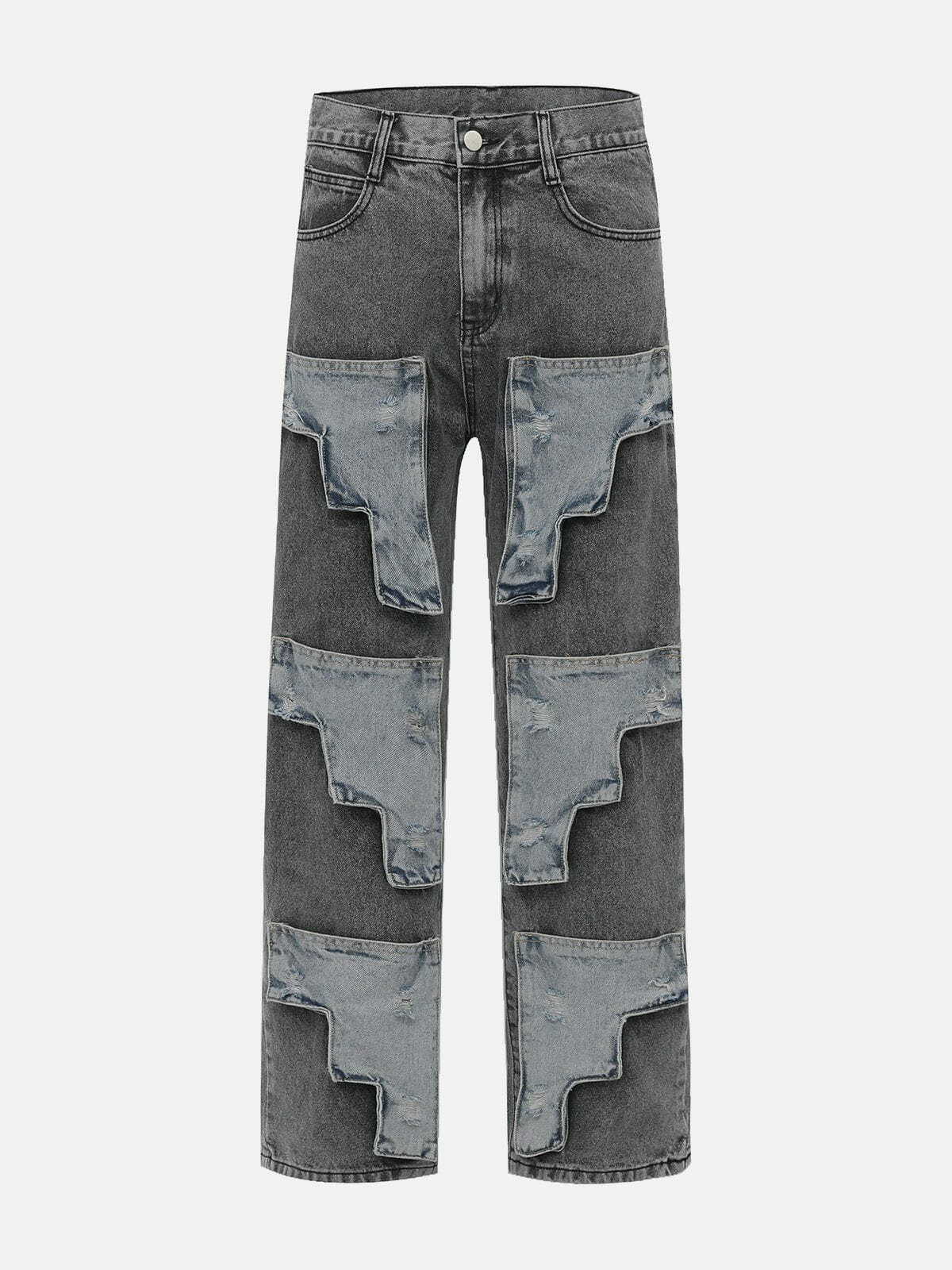 Trendy Y2K Quilted Jeans for Grunge Aesthetic & Coquette Style - Vintage-Inspired Fashion