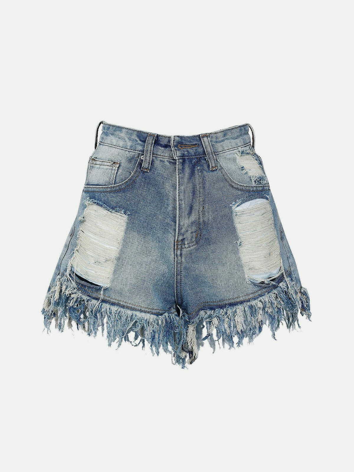 Trendy Y2K Ripped Denim Shorts for Grunge Aesthetic, Coquette Style & Cute Outfits