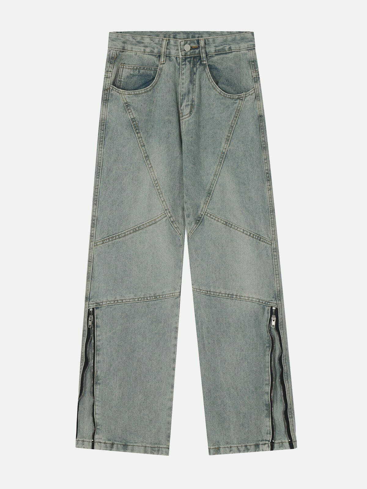 Trendy Y2K Side Zipper Jeans for Grunge Aesthetic & Coquette Style Outfits