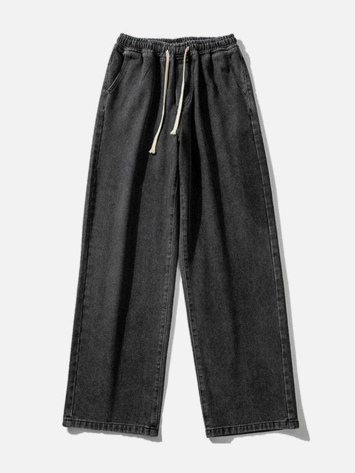 Trendy Y2K Straight-Leg Mopping Jeans for Grunge Aesthetic & Coquette Style Lovers