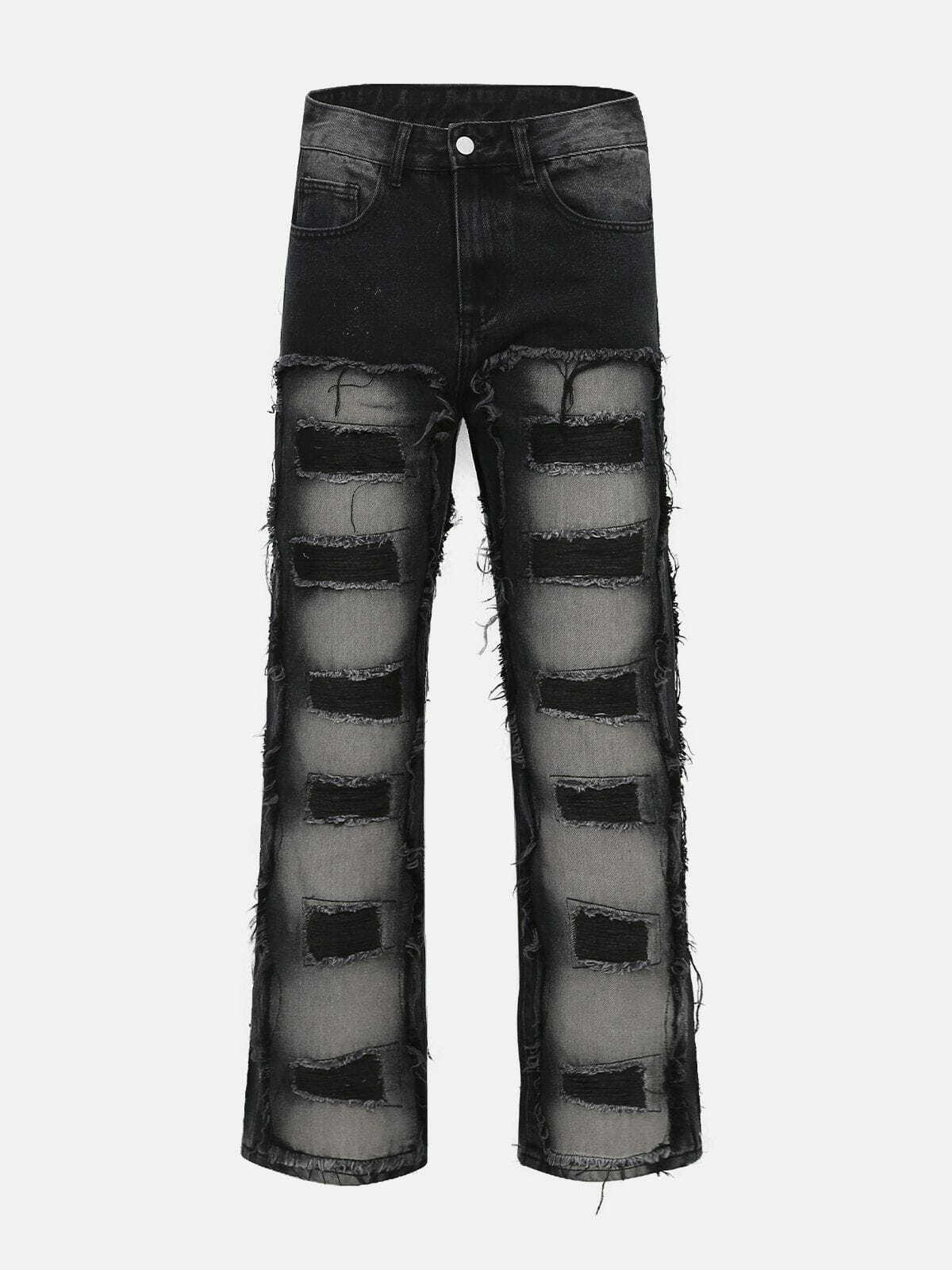 Trendy Y2K Torn Jeans for Grunge Aesthetic Lovers - Vintage Style with a Modern Twist