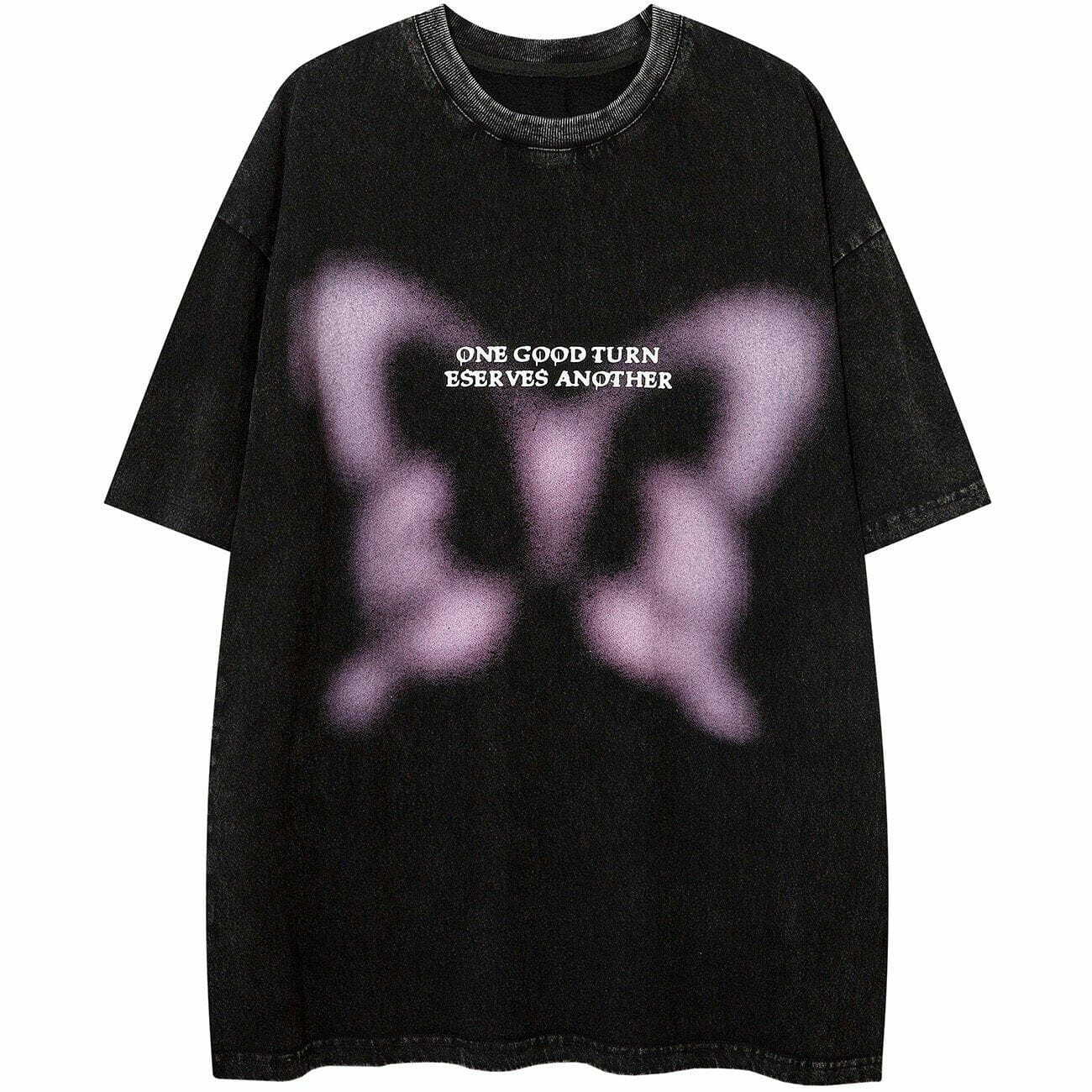 Unreal Butterfly Washed Graphic Tee - Y2K Aesthetic Top for Coquette & Grunge Styles