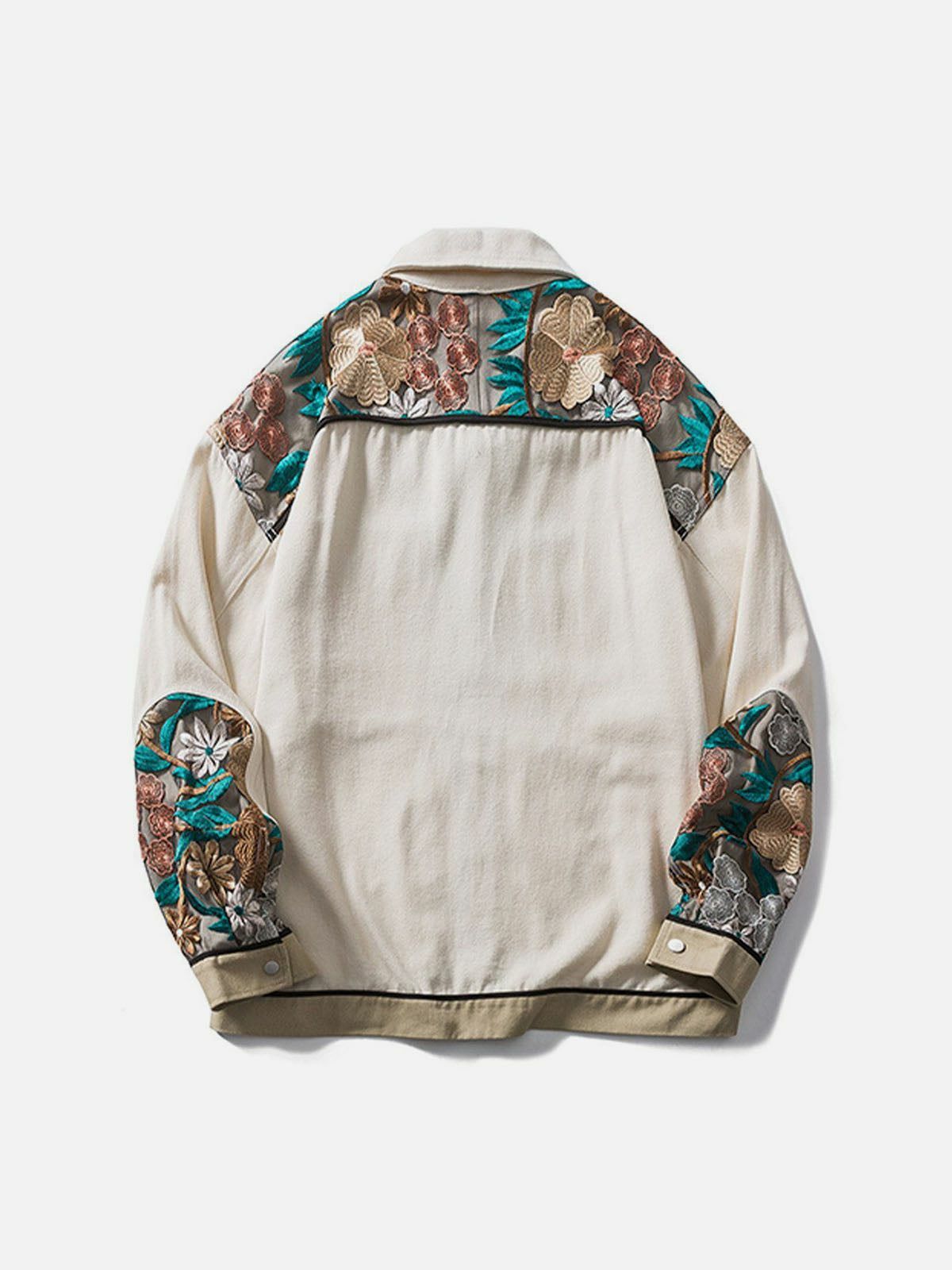 Vintage Flower Embroidery Y2K Jacket - Cute Pastel Goth Aesthetic Outerwear for Stylish Looks