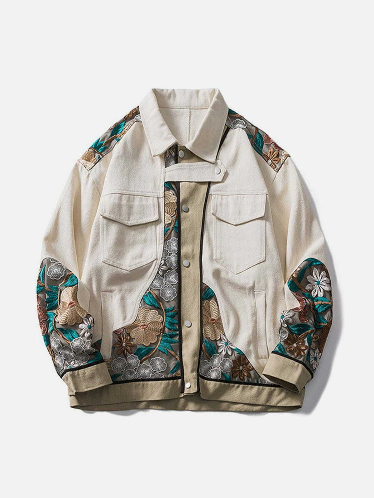 Vintage Flower Embroidery Y2K Jacket - Cute Pastel Goth Aesthetic Outerwear for Stylish Looks