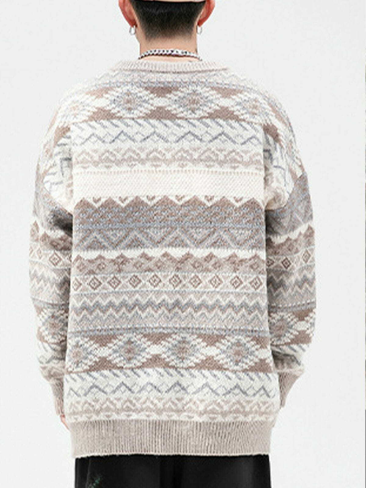 Vintage Jacquard Sweater - Y2K Aesthetic Knitwear for Coquette & Grunge Styles