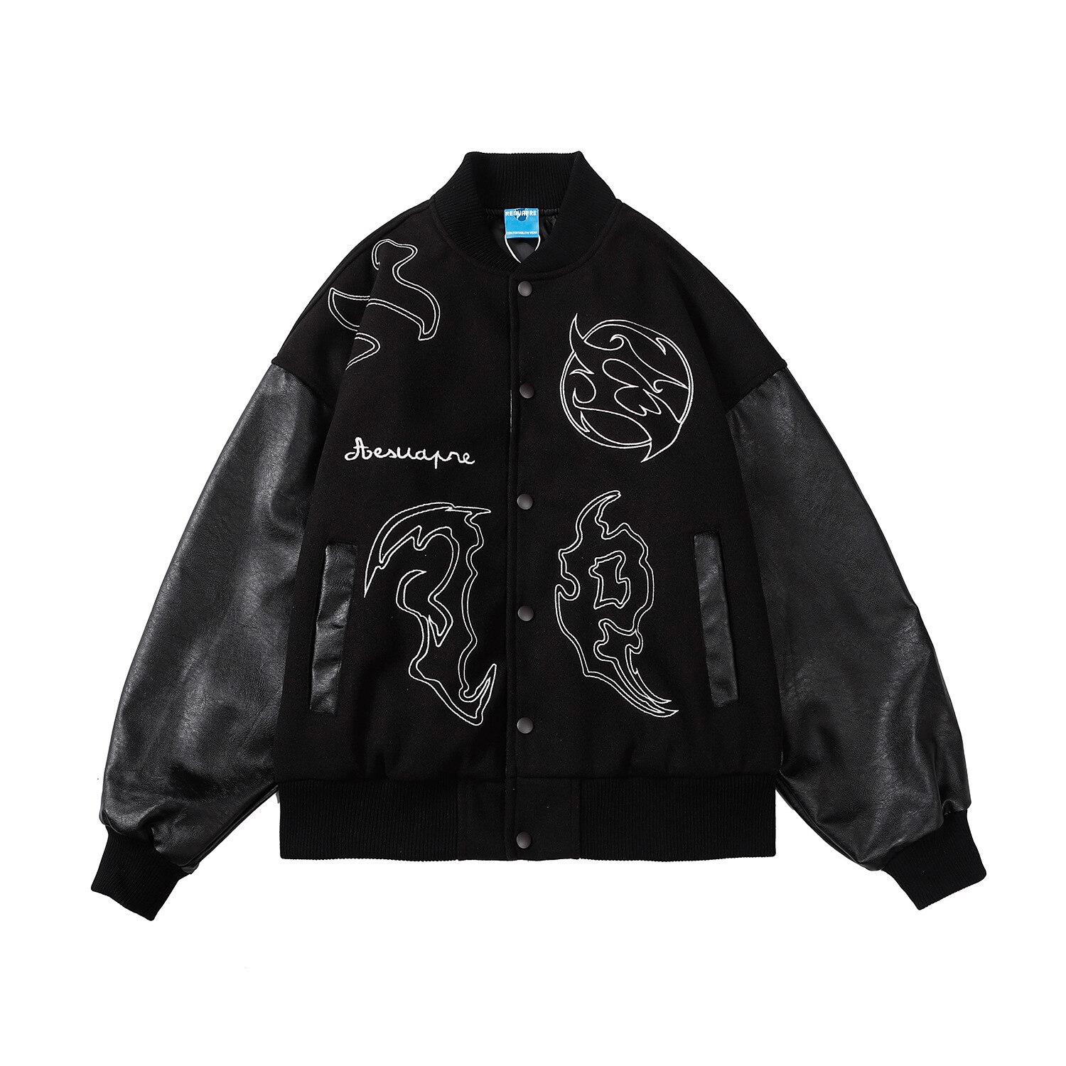 Y2K Aesthetic Black Varsity Jacket - Grunge Style with Cute Hoodies & Coquette Vibes