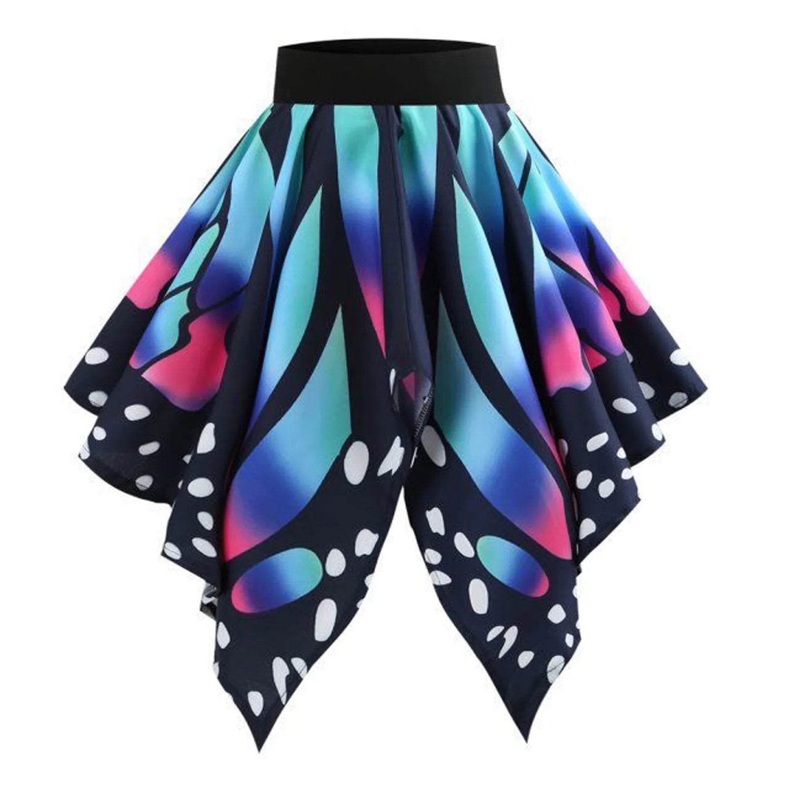 Y2K Aesthetic Butterfly Gradient Pleated Mini Skirt - High Waist Mesh Patchwork Dress