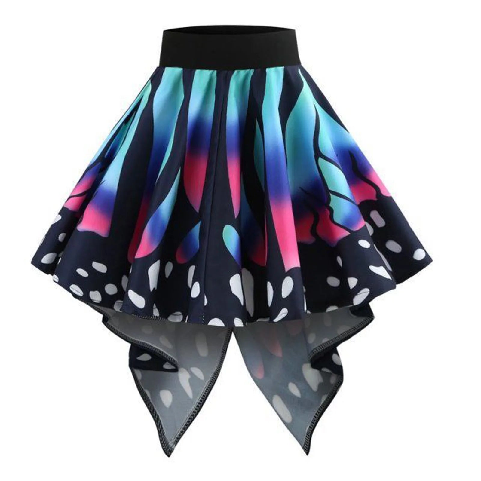 Y2K Aesthetic Butterfly Gradient Pleated Mini Skirt - High Waist Mesh Patchwork Dress