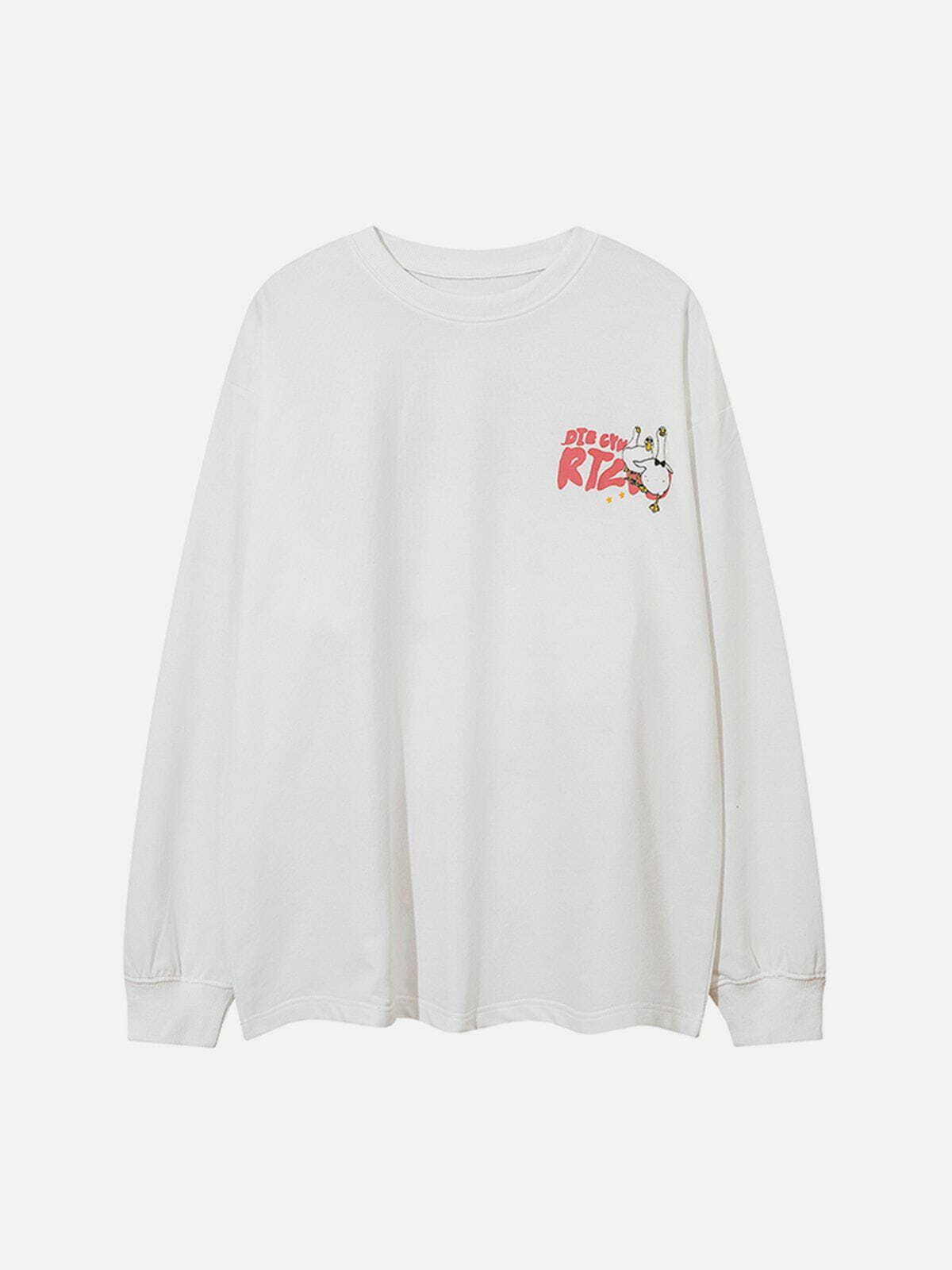 Y2K Aesthetic Goose Foam Print Sweatshirt - Cute Comfy Hoodie for Grunge & Coquette Styles