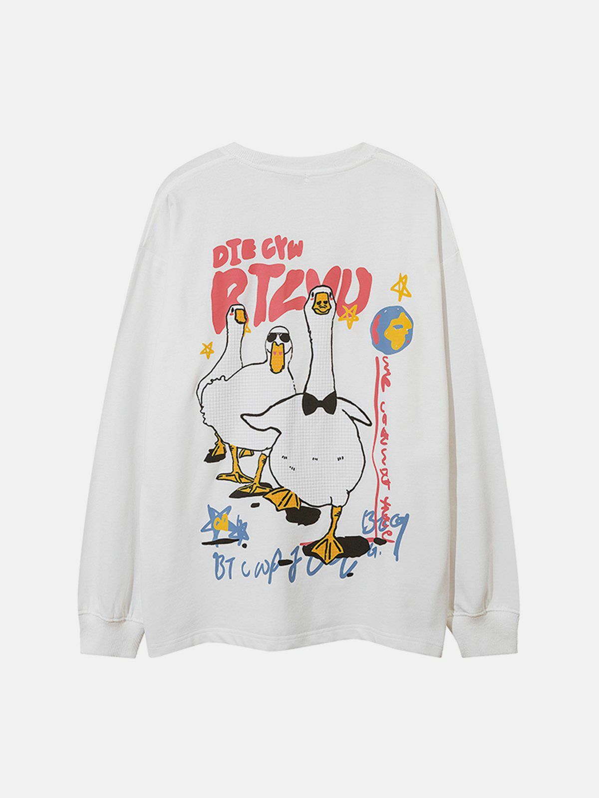 Y2K Aesthetic Goose Foam Print Sweatshirt - Cute Comfy Hoodie for Grunge & Coquette Styles