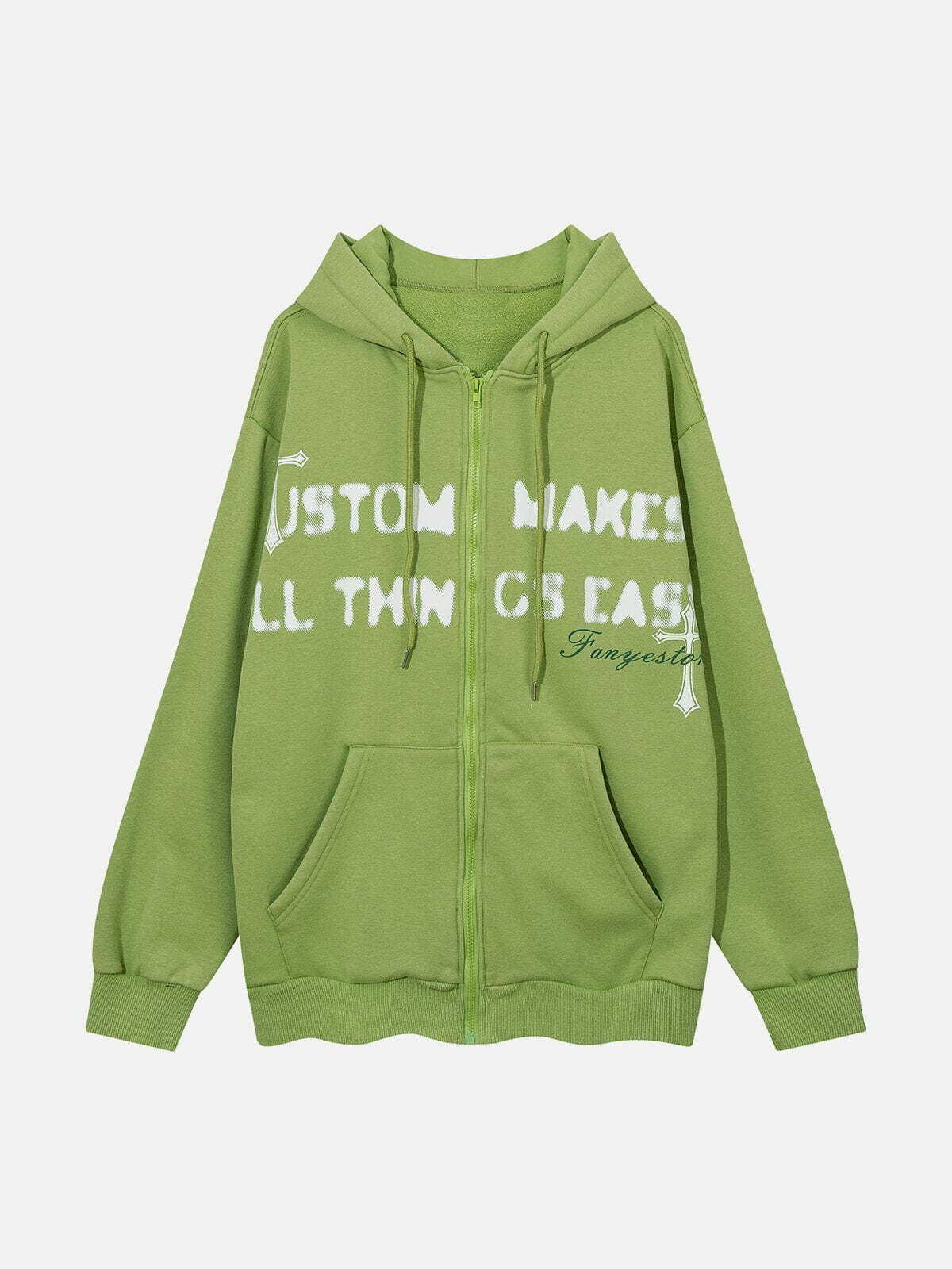 Y2K Aesthetic Letter Print Casual Hoodie - Comfy Grunge Style for Cute Outfits