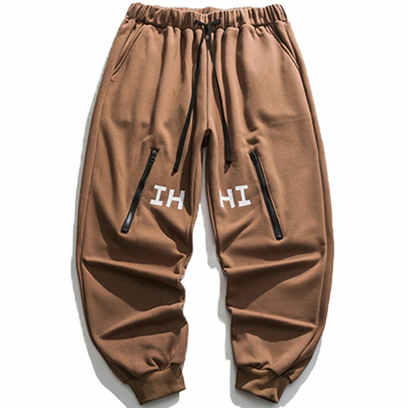 Y2K Aesthetic Letter Printed Zipper Design Sweatpants for Comfy Grunge & Coquette Style