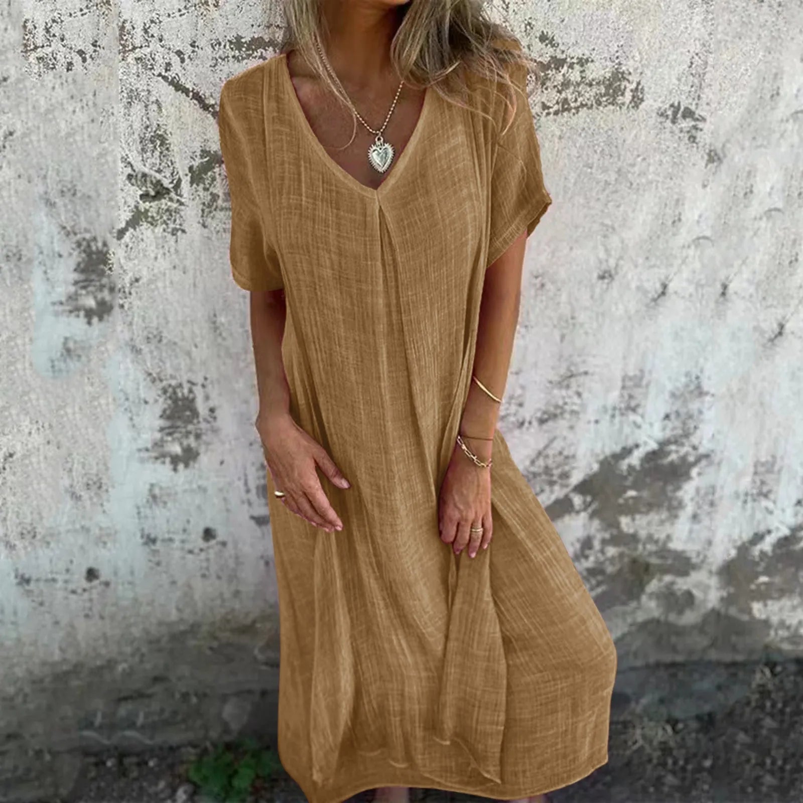 Y2K Aesthetic Loose Cotton Linen T-Shirt Dress - Comfy Summer Casual Style for Every Occasion