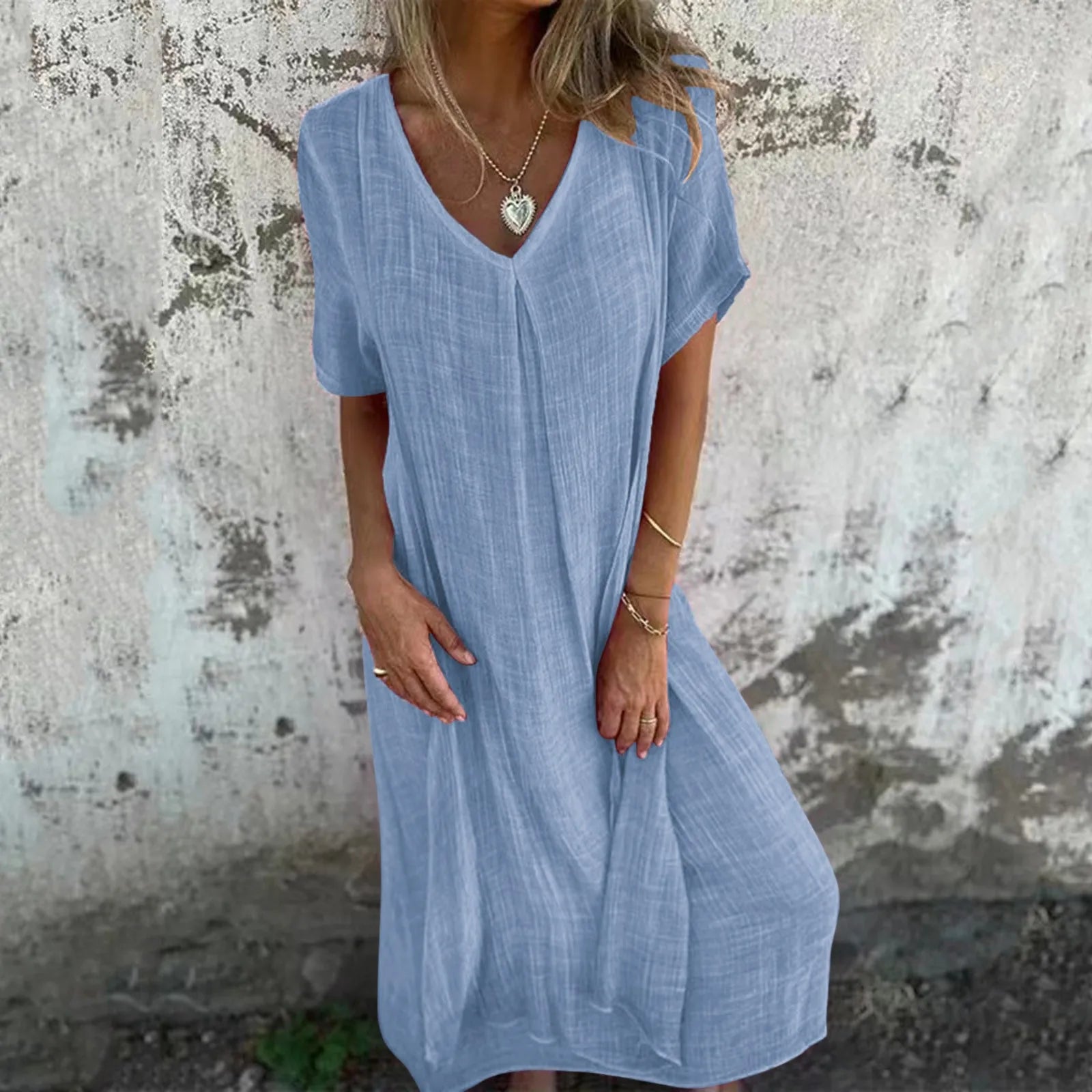 Y2K Aesthetic Loose Cotton Linen T-Shirt Dress - Comfy Summer Casual Style for Every Occasion