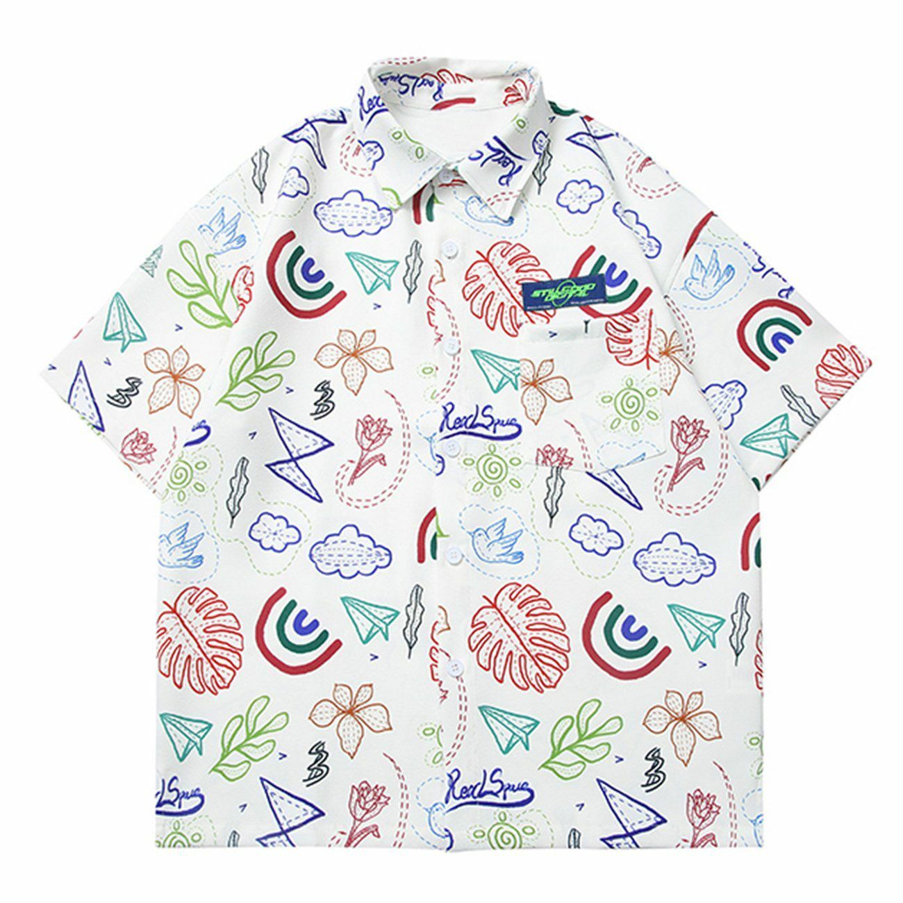 Y2K Aesthetic Painted Printing Short Sleeve Shirt - Cute Tops for Coquette & Grunge Styles