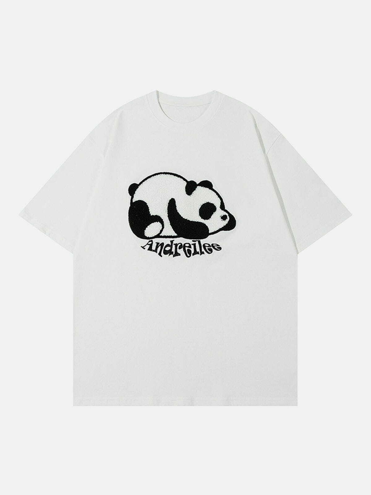 Y2K Aesthetic Panda Print Tee - Cute Top for Coquette & Grunge Styles