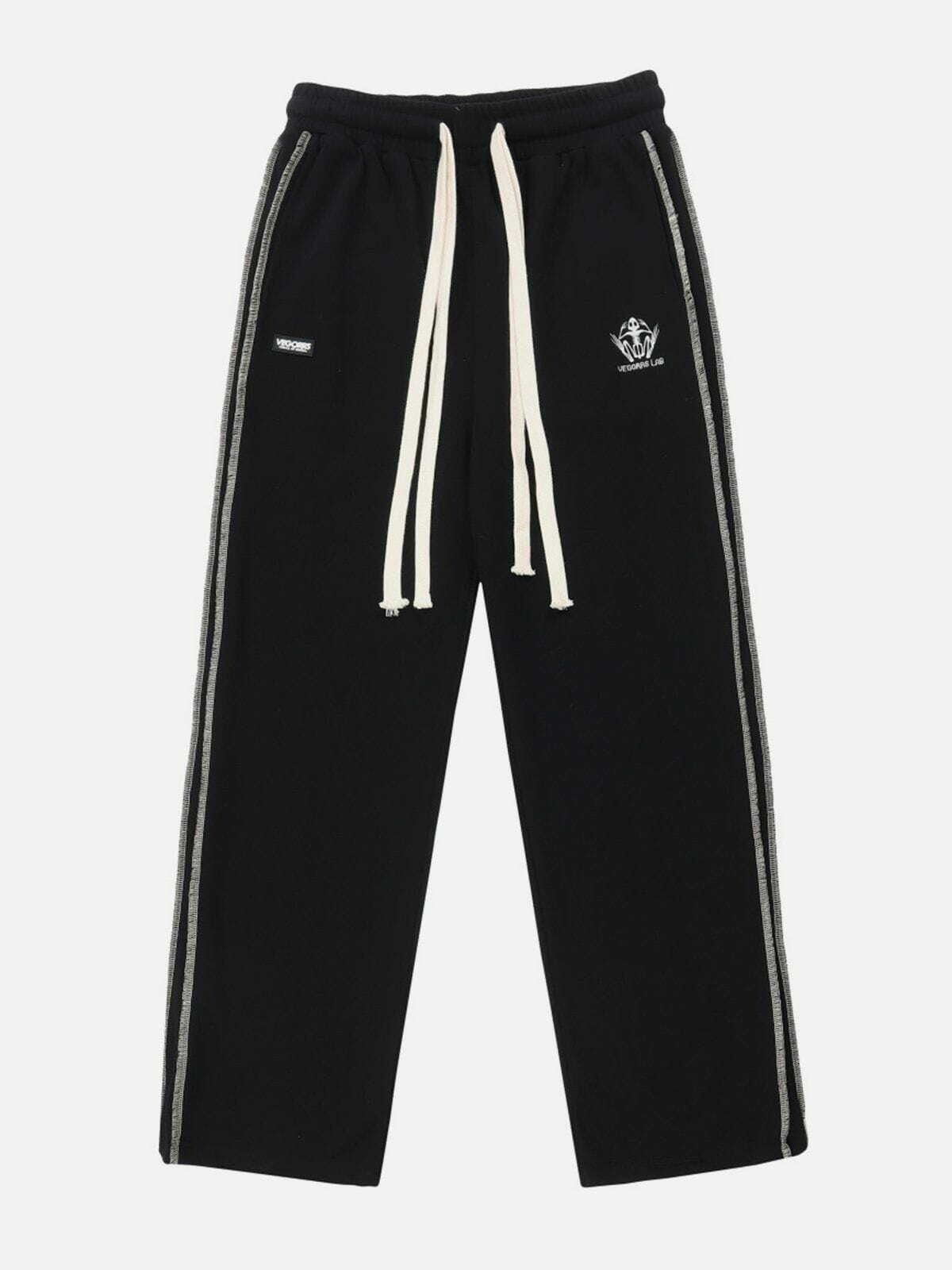 Y2K Aesthetic Patchwork Embroidery Sweatpants for Cozy Grunge and Coquette Style