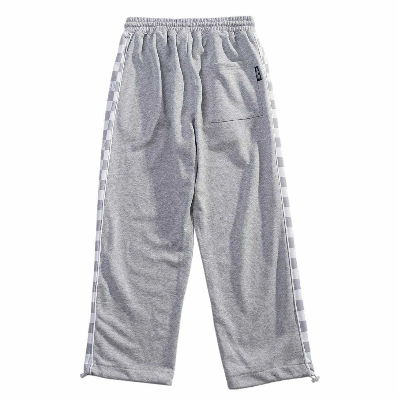 Y2K Aesthetic Plaid Drawstring Sweatpants for Comfy Coquette & Grunge Style Outfits