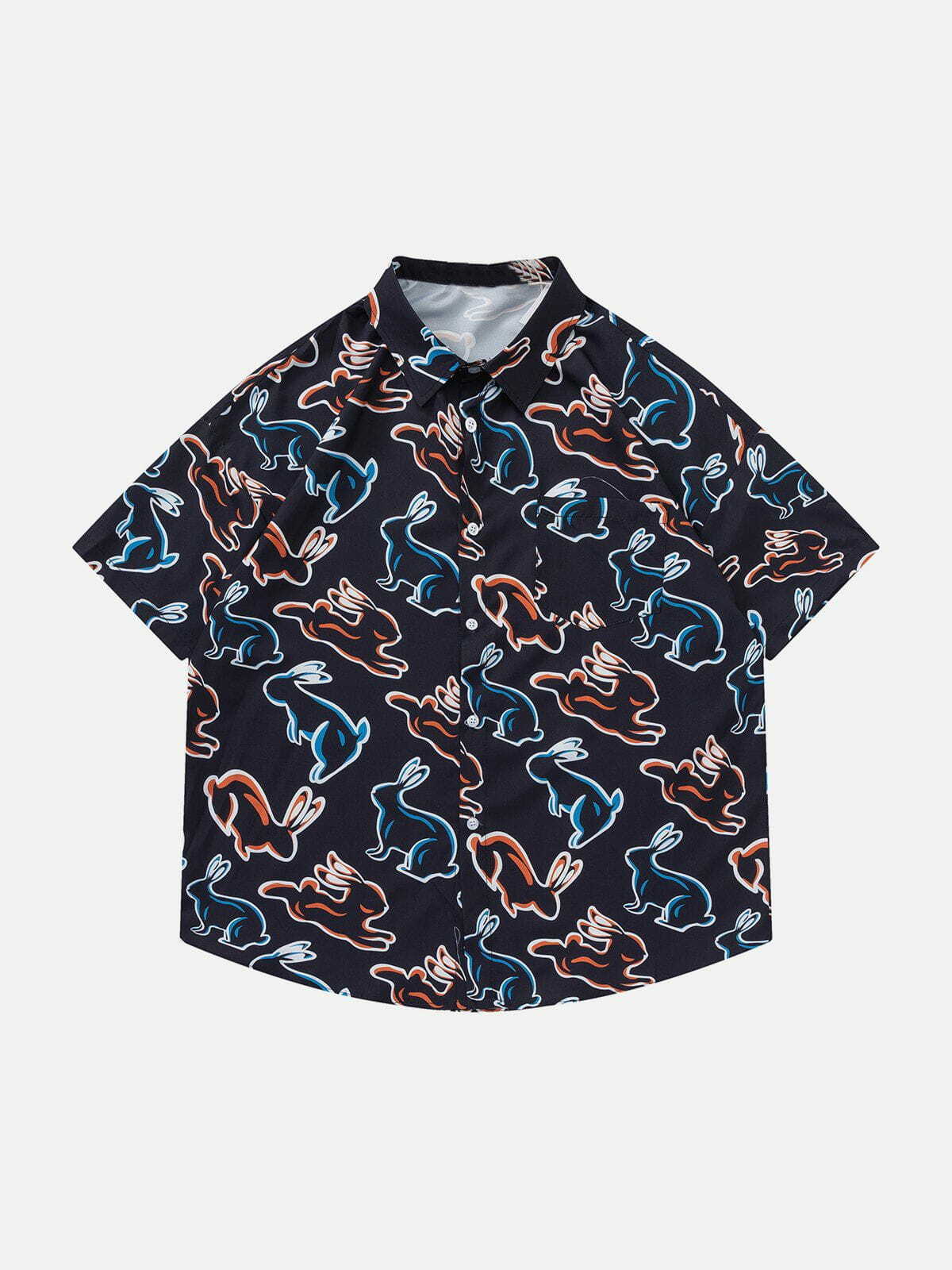 Y2K Aesthetic Rabbit Element All-Over Print Short Sleeve Shirt - Cute & Comfy Top