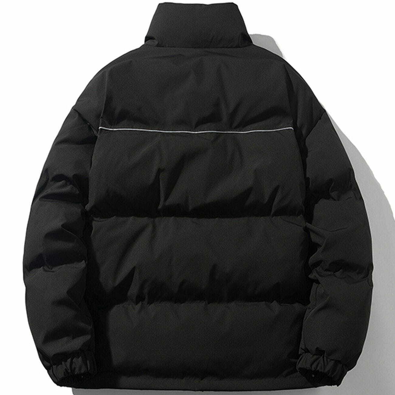 Y2K Aesthetic Reflective Strip Winter Coat - Grunge Style with Comfy Hoodie Vibes