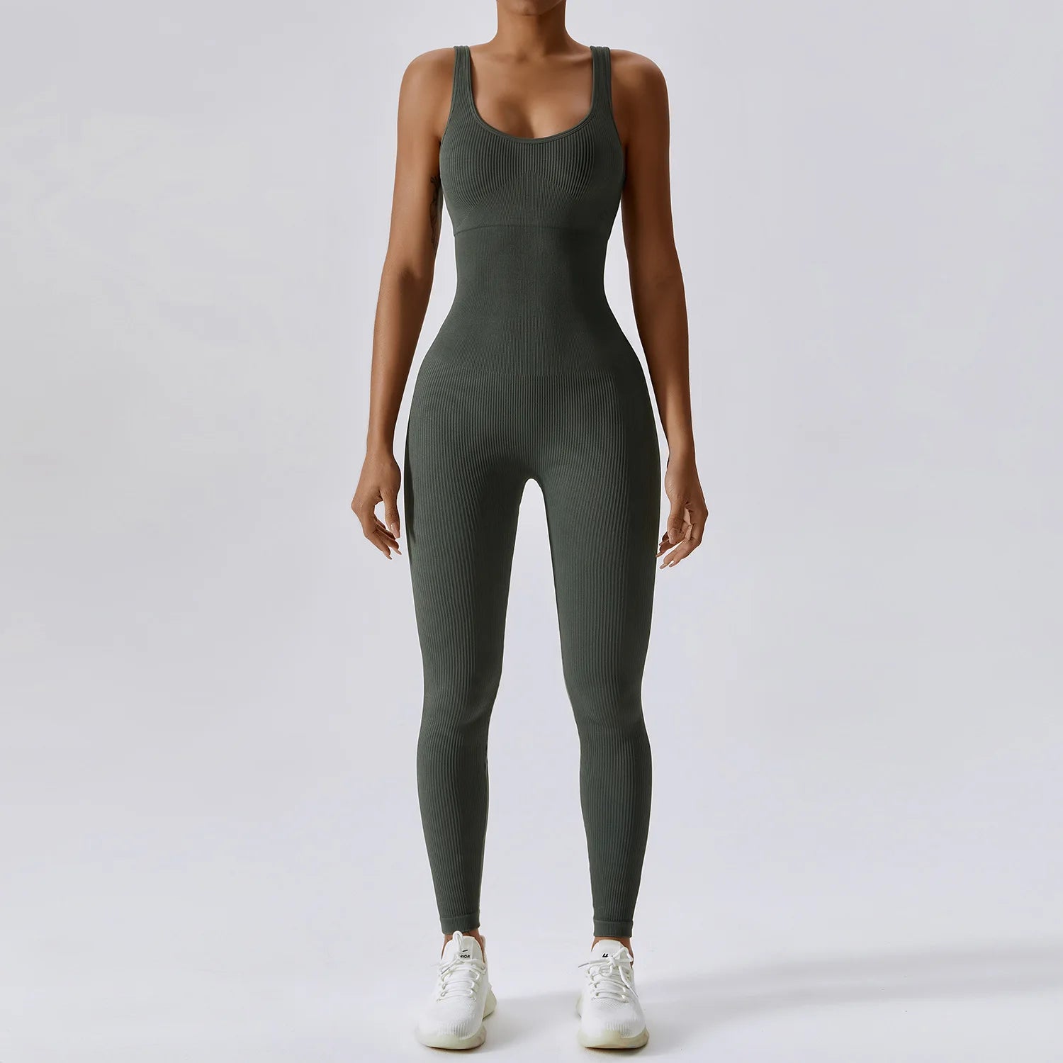 Y2K Aesthetic Seamless Ribbed Bodysuit - Cute Gym Jumpsuit for Grunge & Coquette Styles