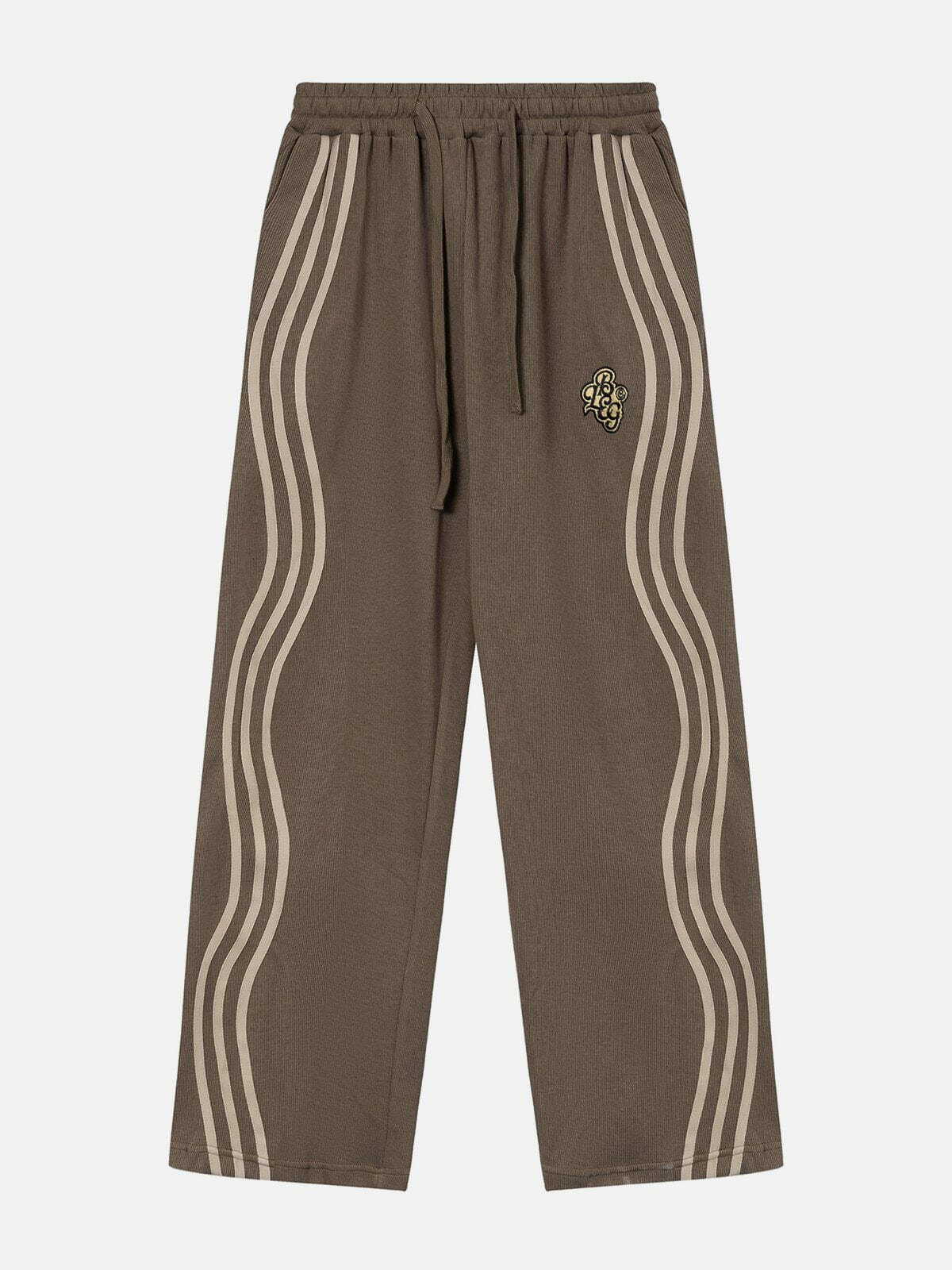 Y2K Aesthetic Side Curve Stripe Sweatpants - Comfy Grunge Style for Cute Outfits