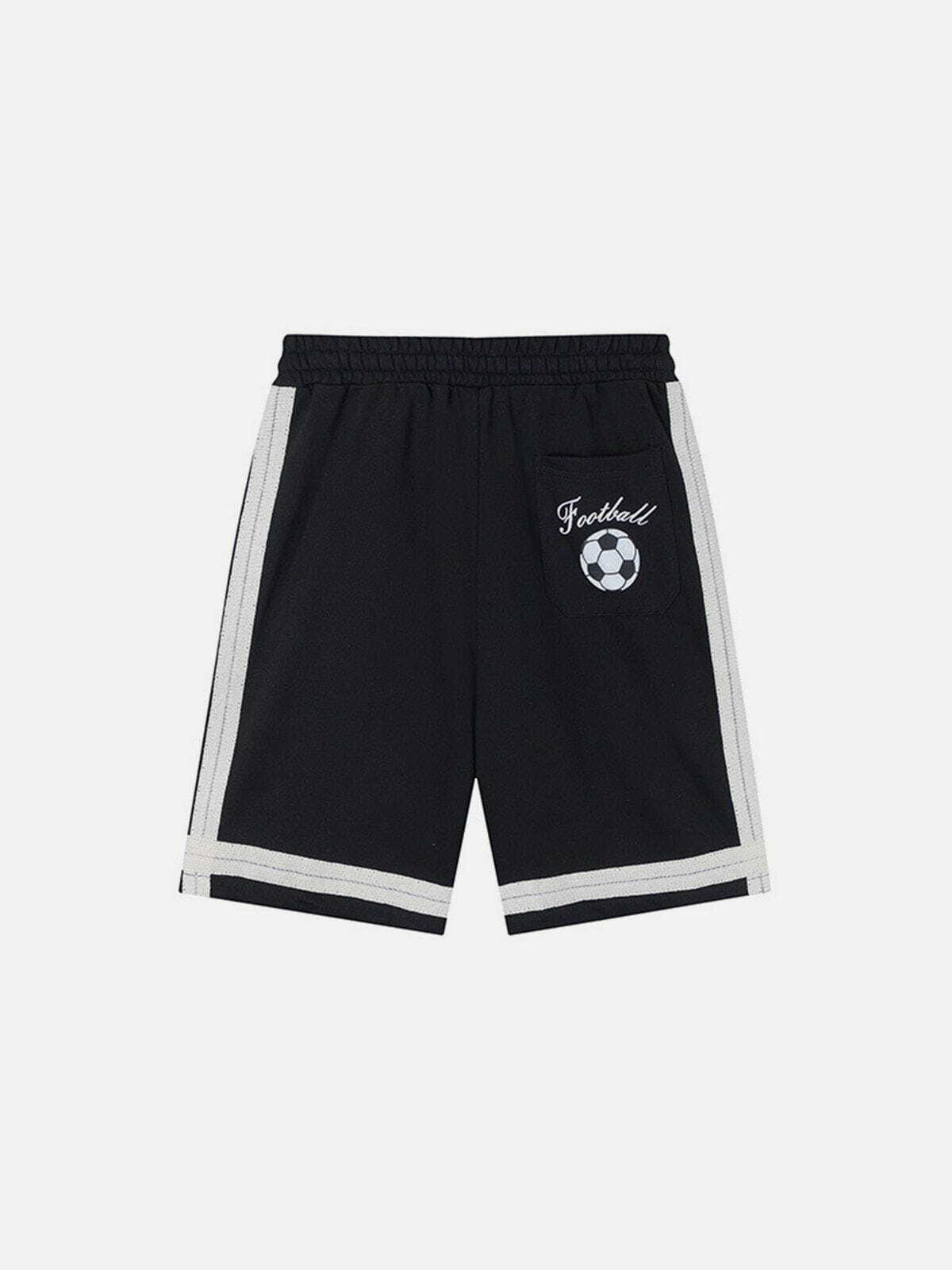 Y2K Aesthetic Side Stripe Football Print Shorts - Cute Comfy Grunge Style for Trendy Looks