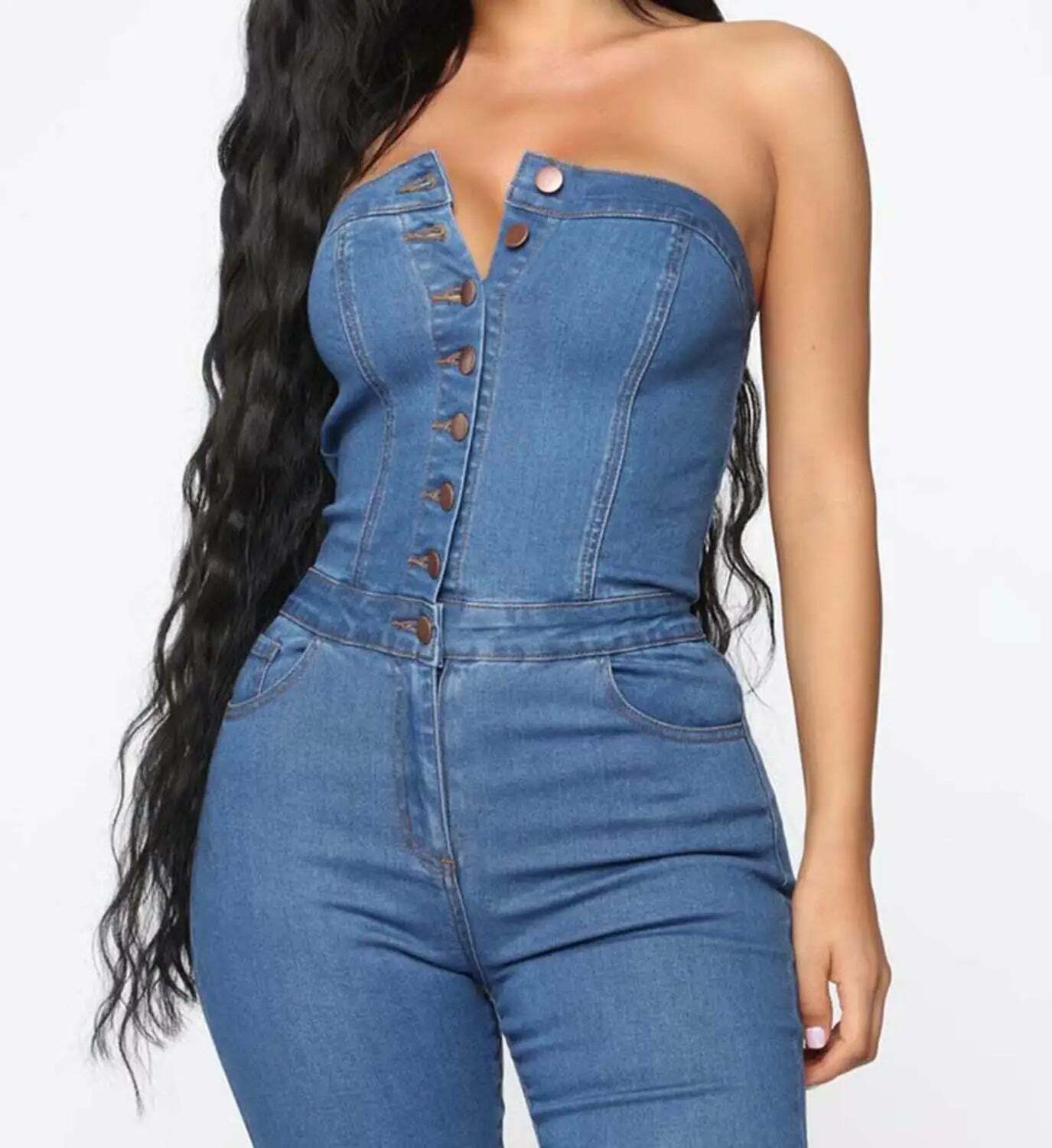 Y2K Aesthetic Sleeveless Denim Jumpsuit - Plus Size, Cute & Comfy for Grunge & Coquette Styles