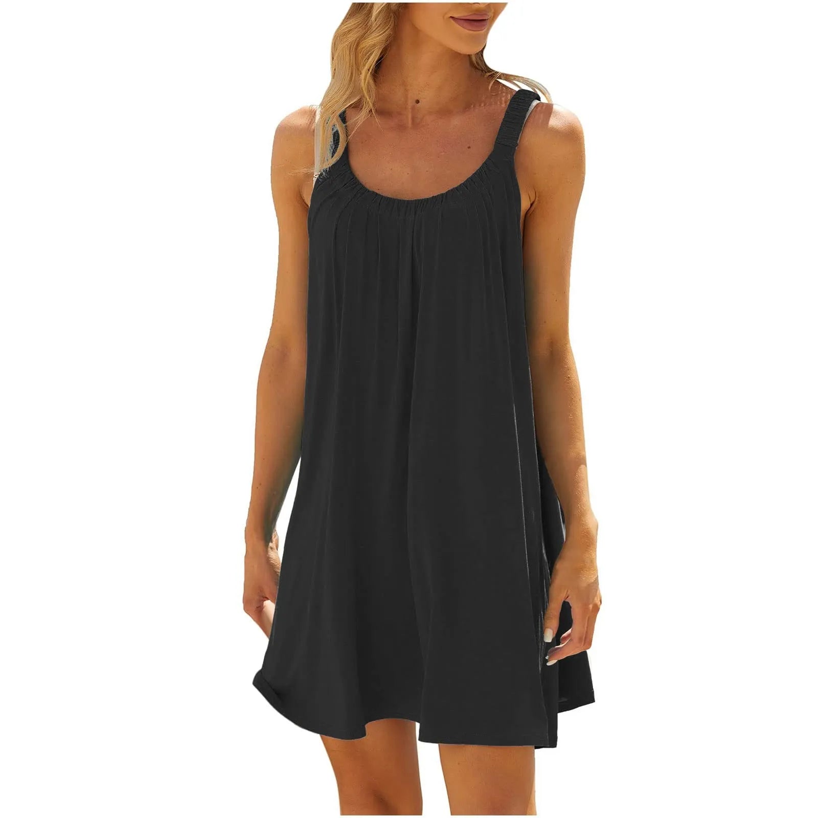 Y2K Aesthetic Sleeveless Halter Neck Dress - Cute Summer Cover-Up for Beach & Pool Days