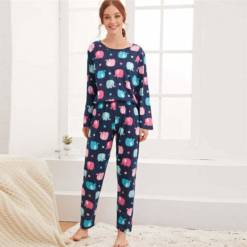 Y2K Aesthetic Soft Cute Cartoon Pajamas Set for Cozy Nights and Comfy Vibes