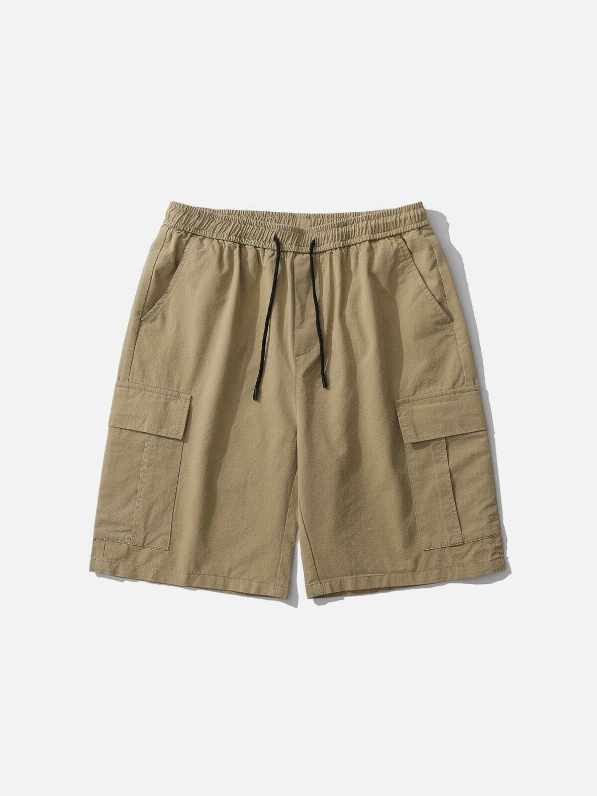 Y2K Aesthetic Solid Discreet Side Pockets Cargo Shorts for Cute Coquette & Grunge Outfits